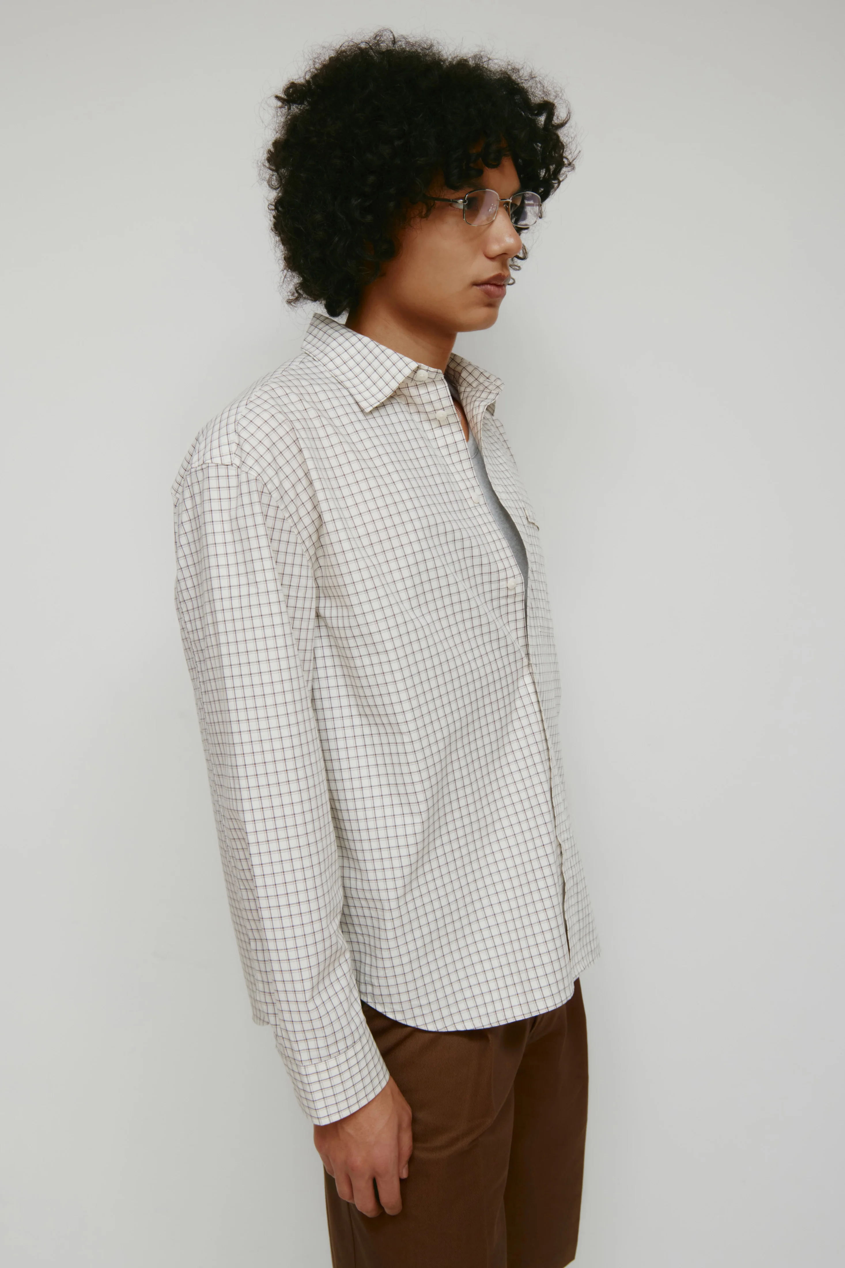 Men's Haydar Shirt in White/Grey Check - Image 3