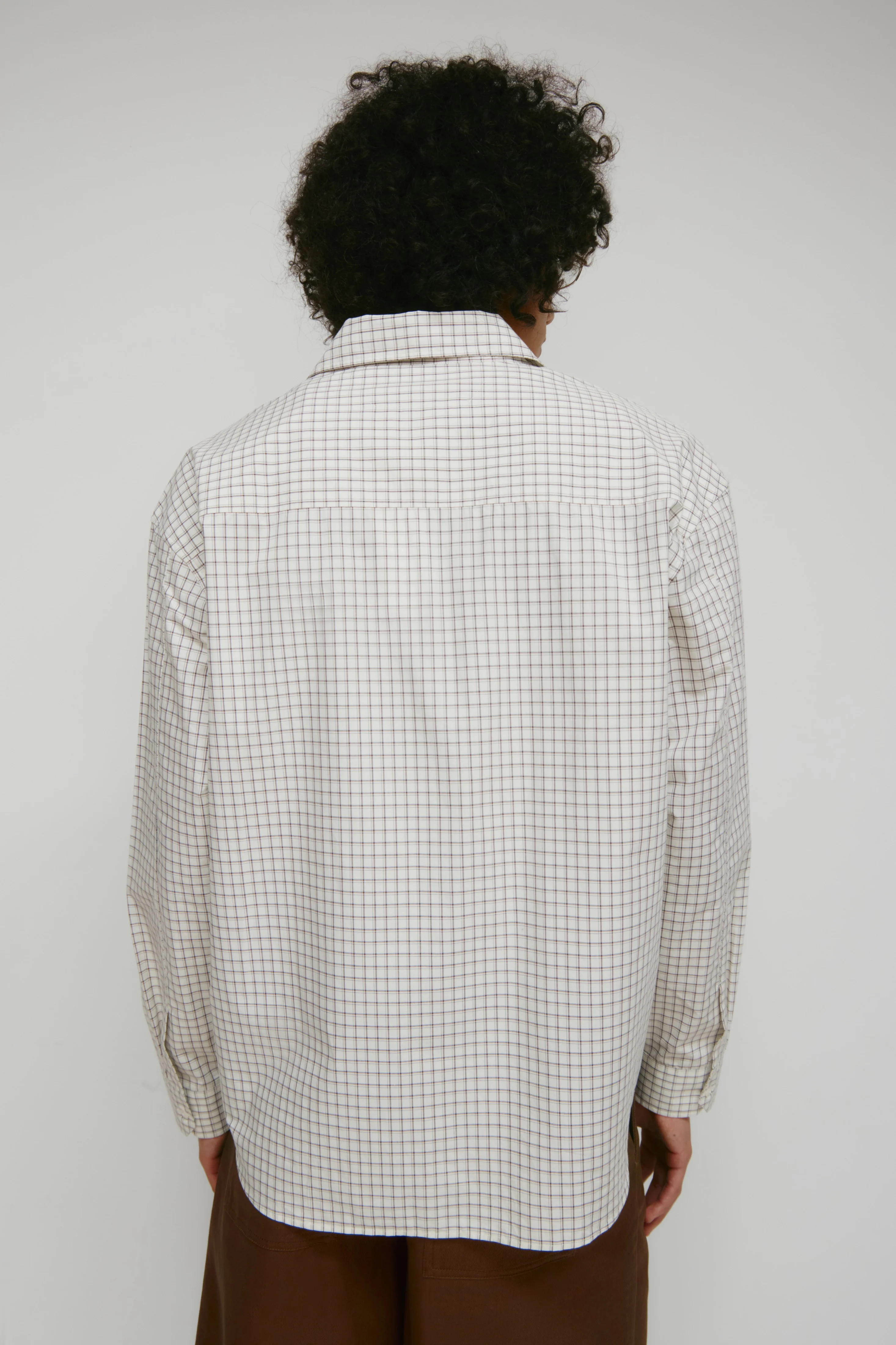 Men's Haydar Shirt in White/Grey Check - Image 4