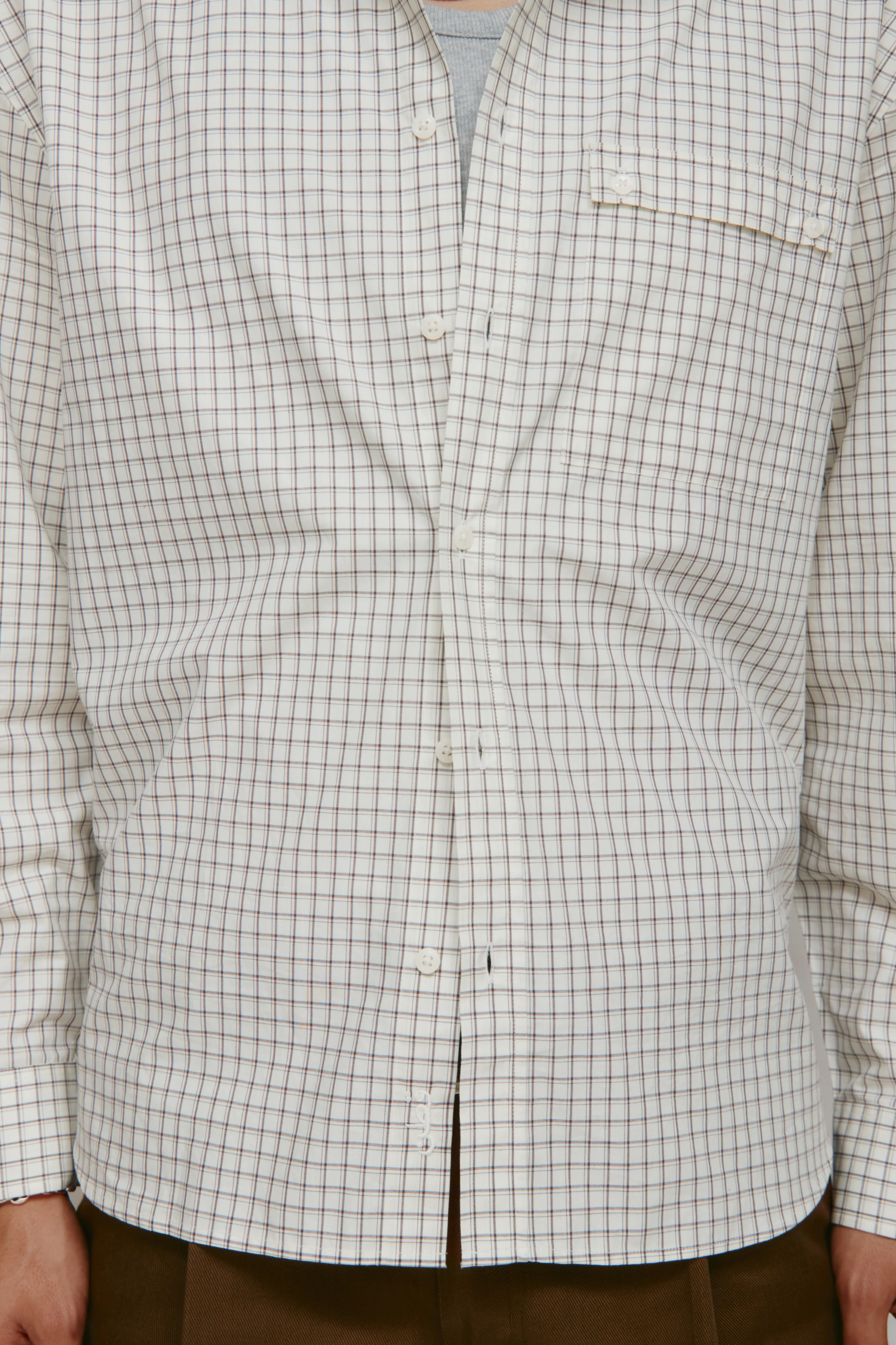 Men's Haydar Shirt in White/Grey Check - Image 5