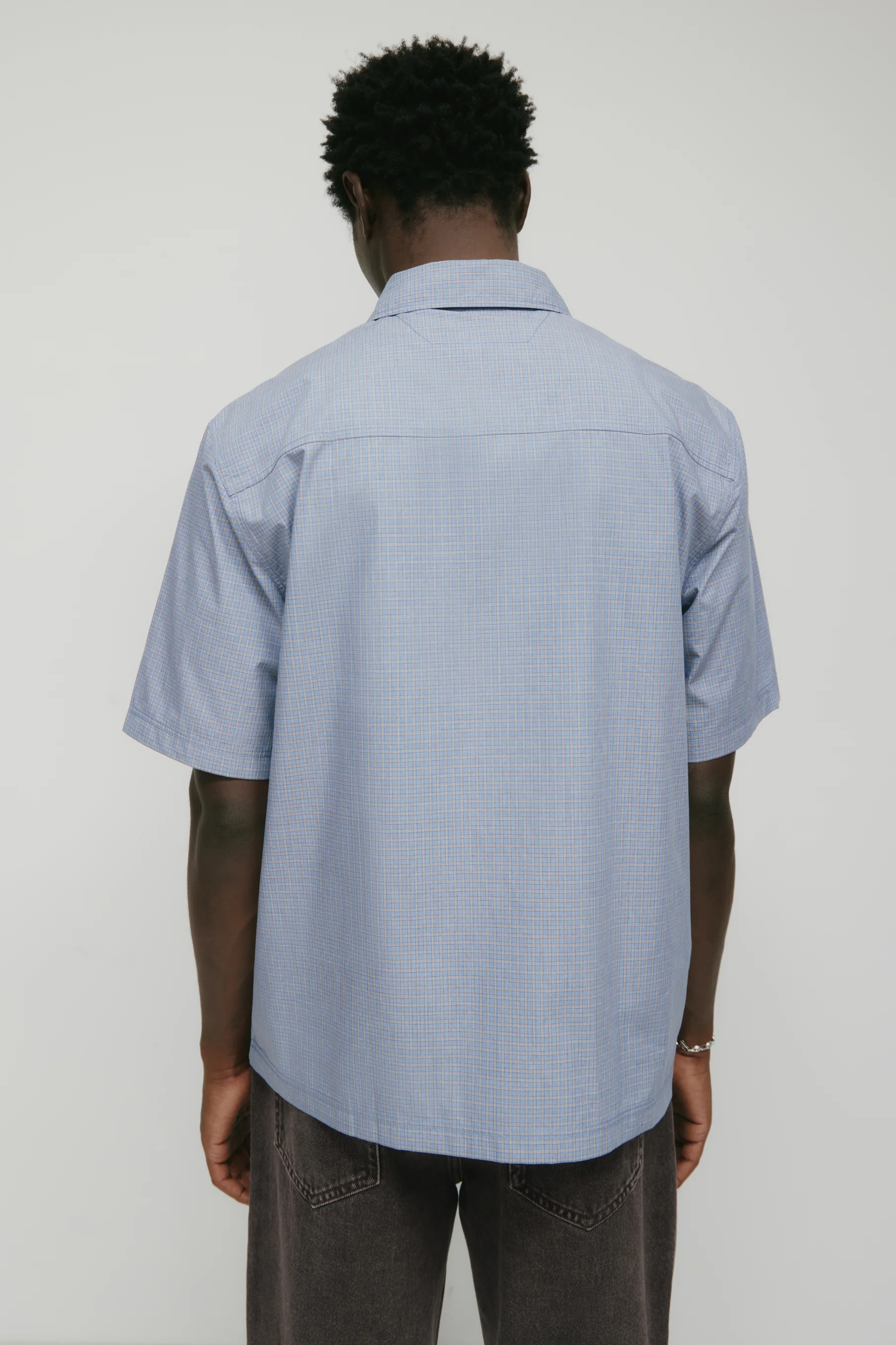 Men's Haydar Shortsleeve Shirt in Indigo/Dark Indigo Check - Image 4