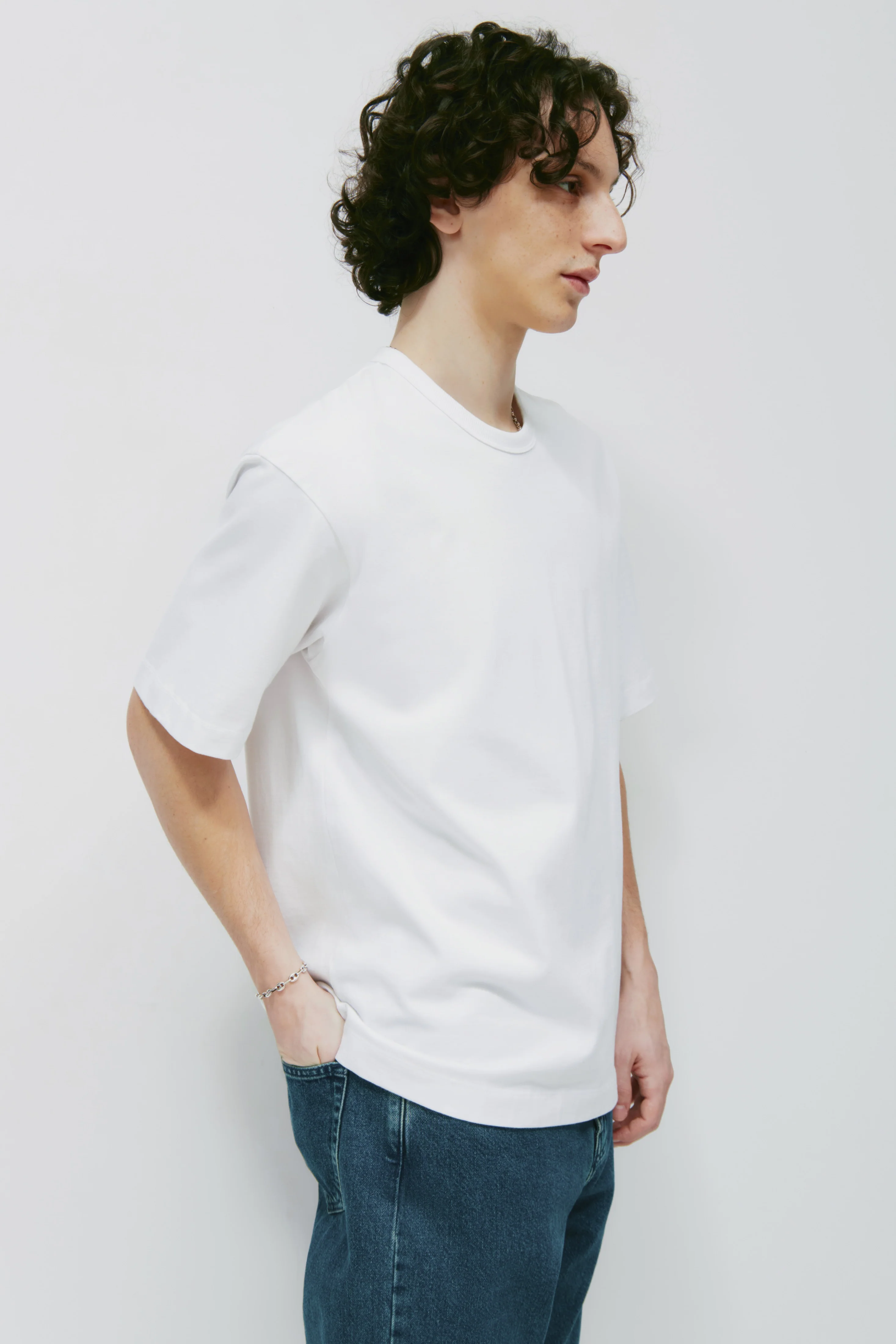 Men's Heavyweight Box Crew in White - Image 3