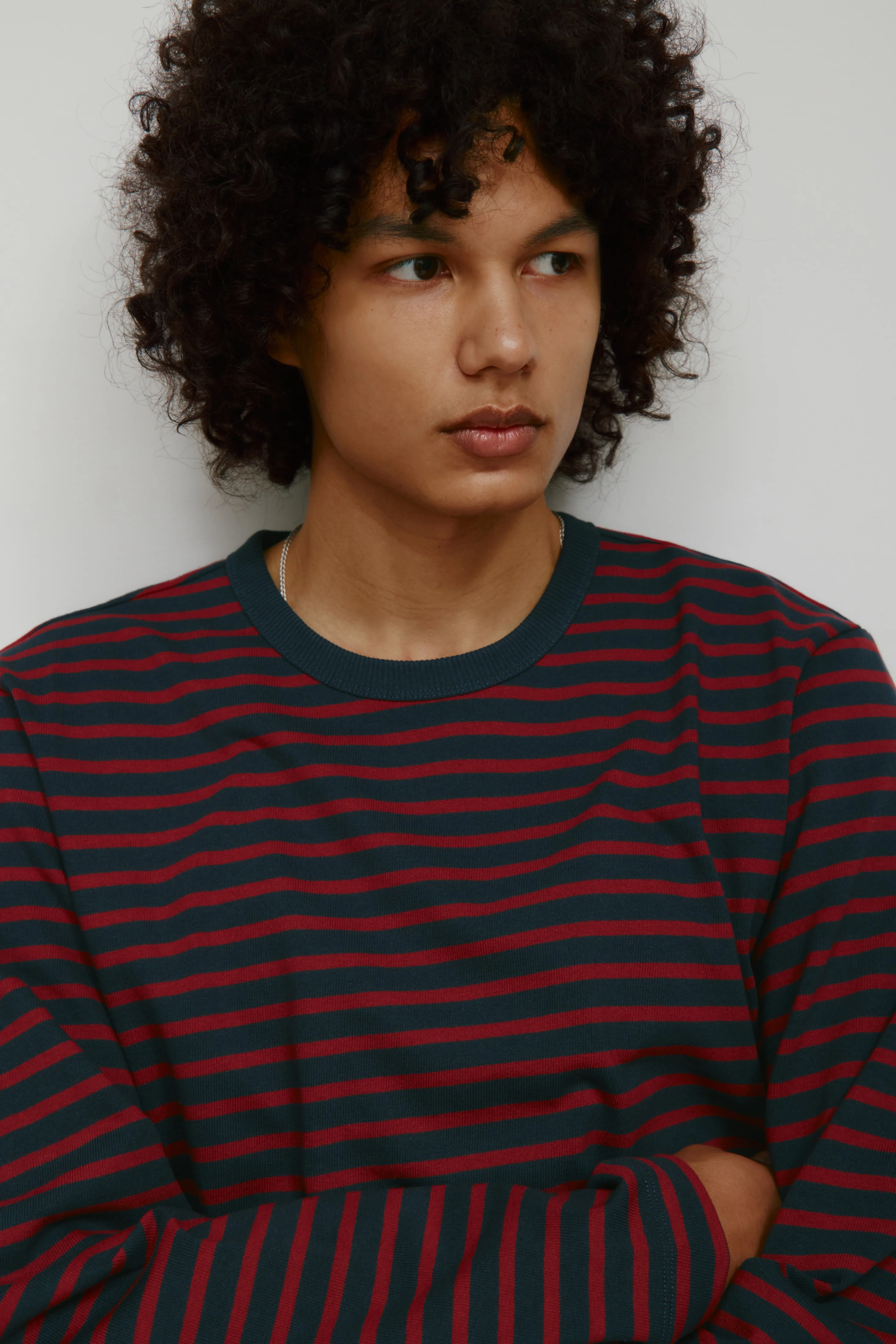 Men's Heavyweight Rib Longsleeve in Harvard/Navy Stripe - Image 3