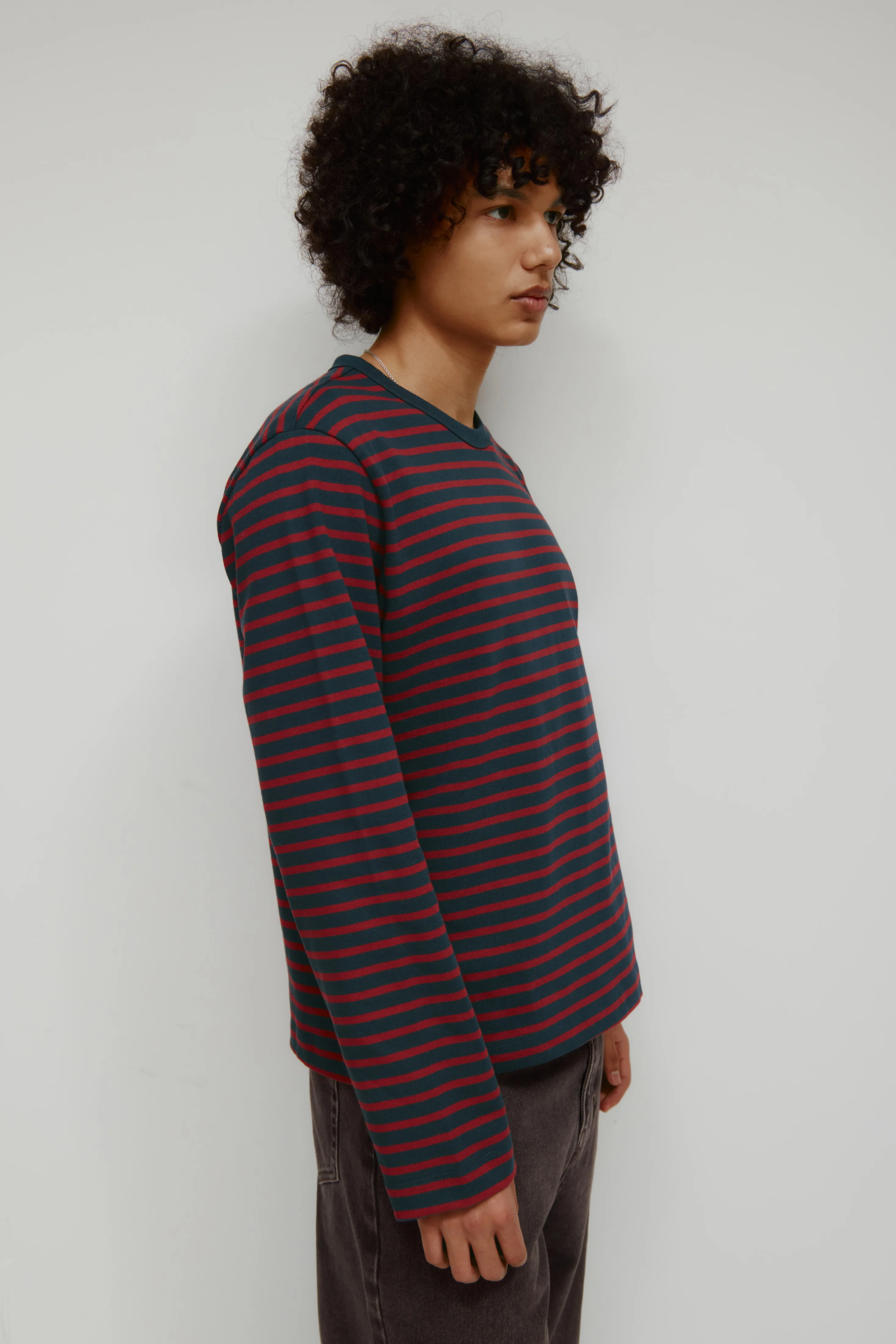 Men's Heavyweight Rib Longsleeve in Harvard/Navy Stripe - Image 4