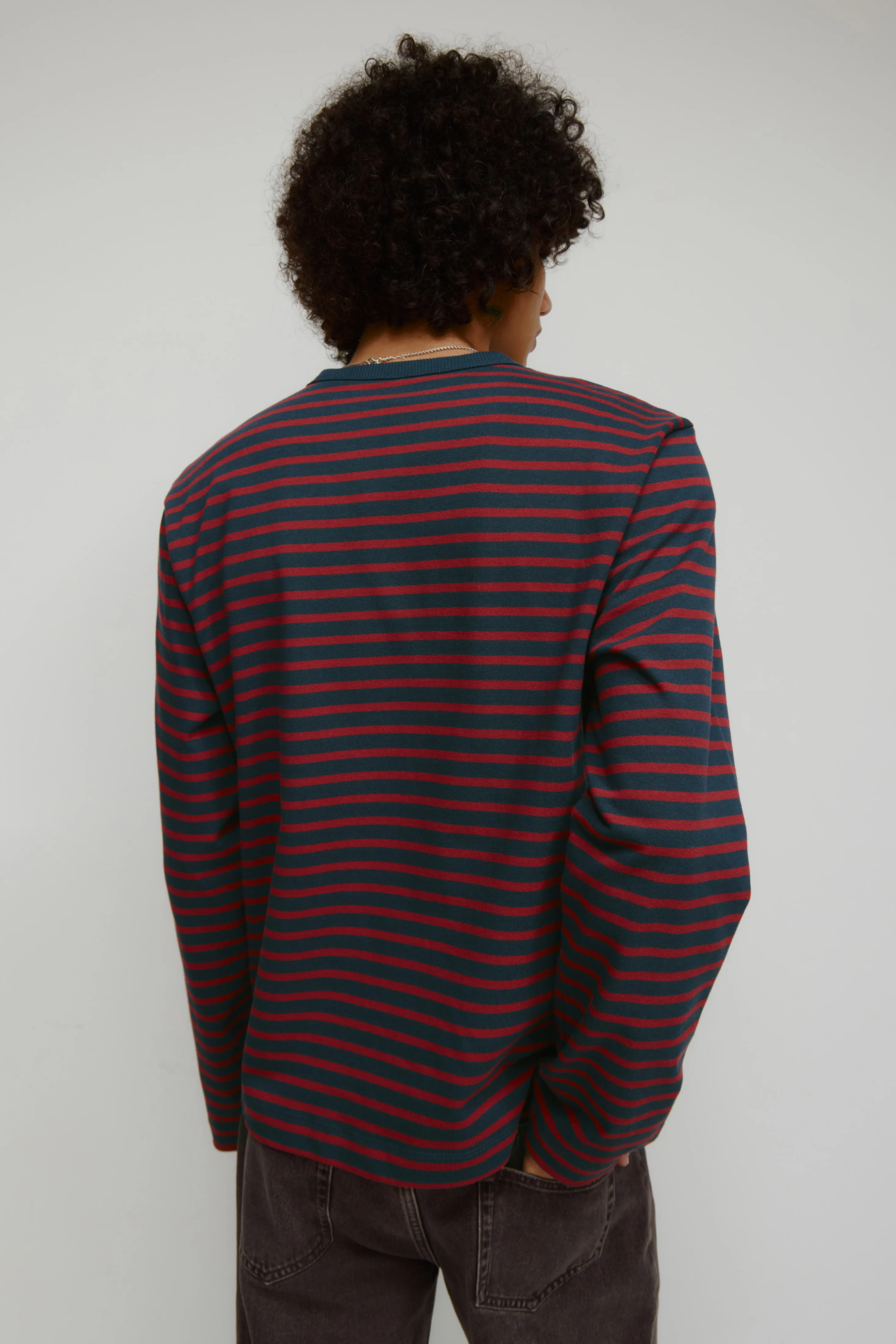 Men's Heavyweight Rib Longsleeve in Harvard/Navy Stripe - Image 5