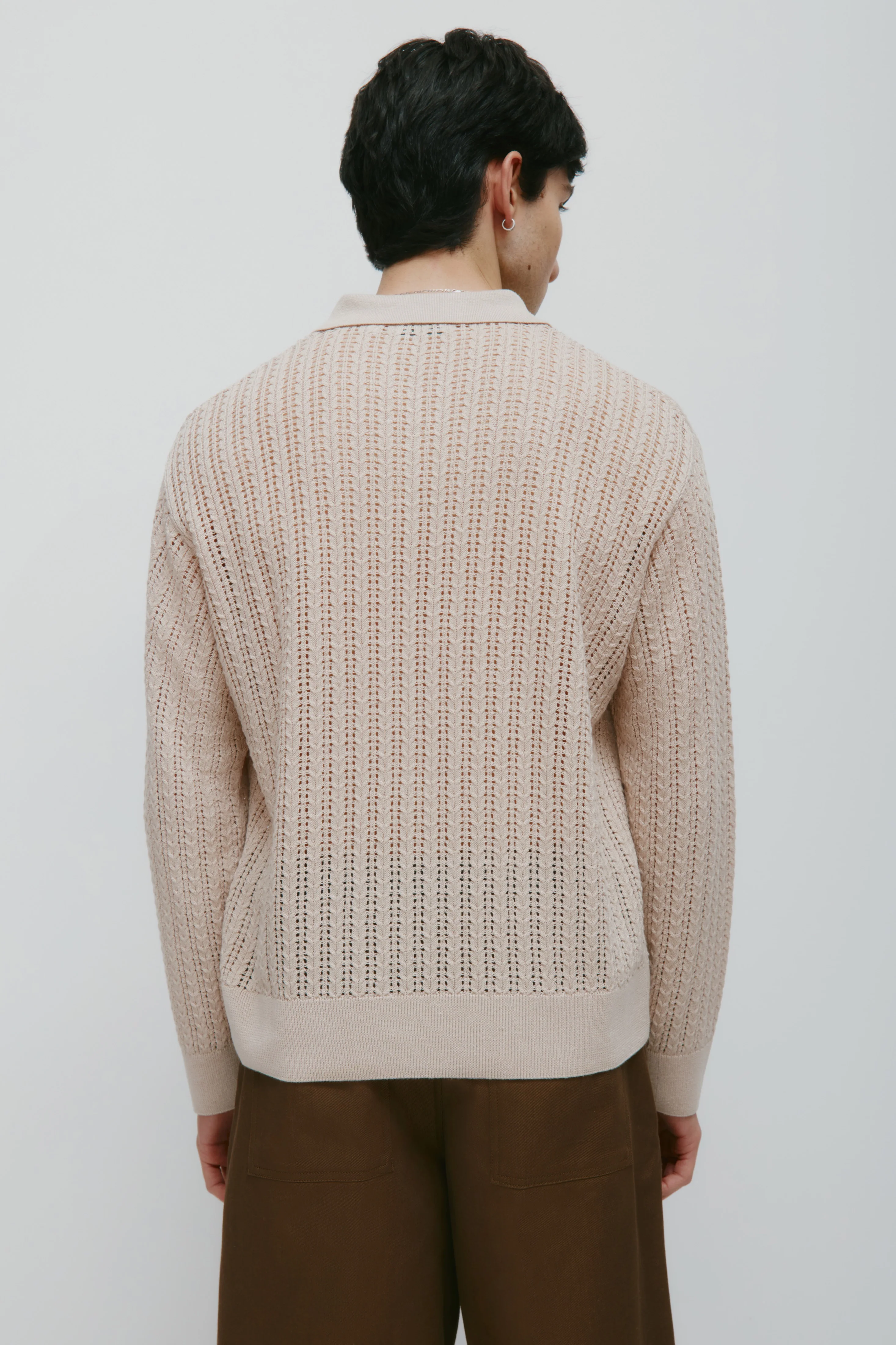 Men's Jadd Longsleeve Knit Polo in Sandstone - Image 5