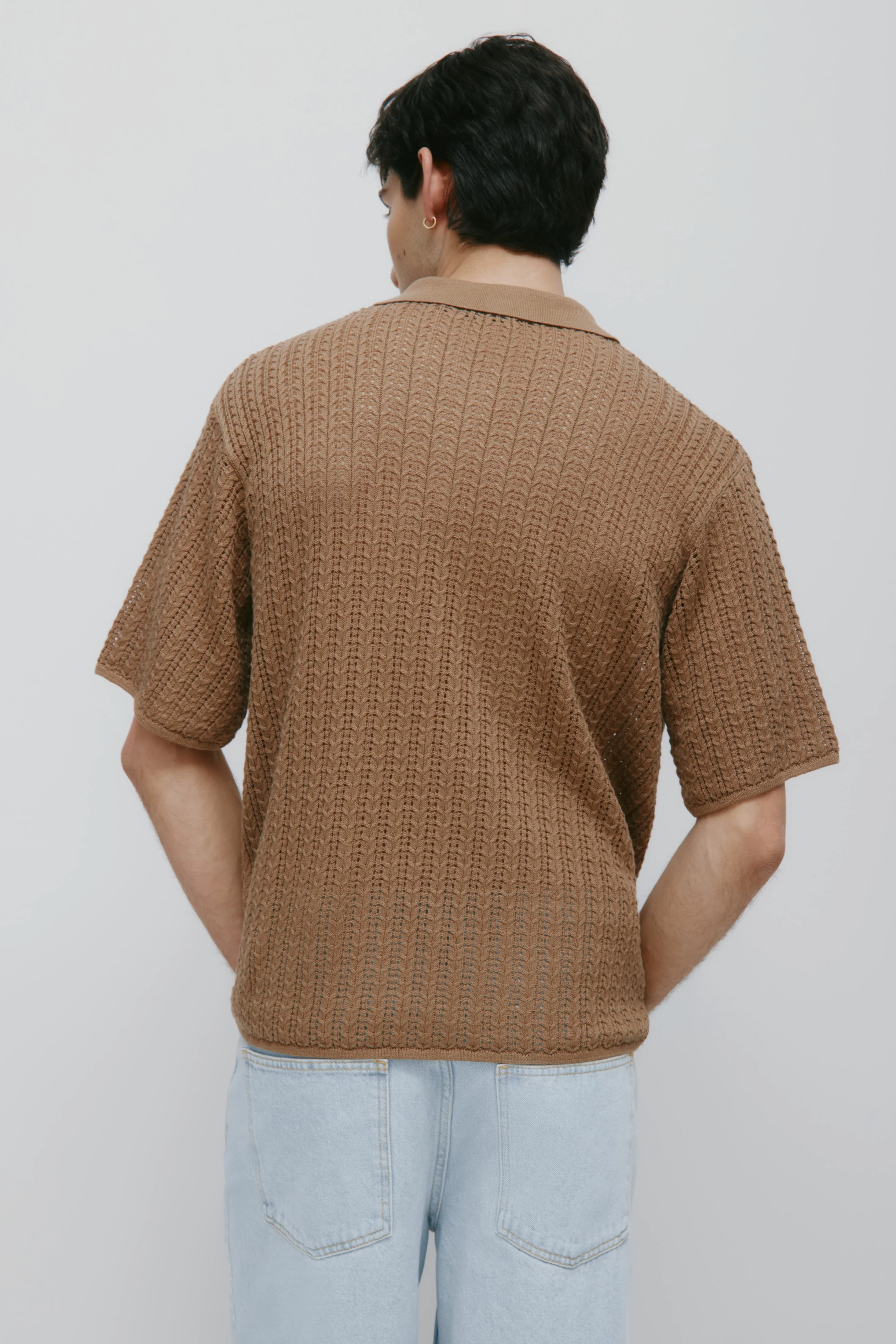 Men's Jadd Shortsleeve Knit Polo in Otter - Image 4