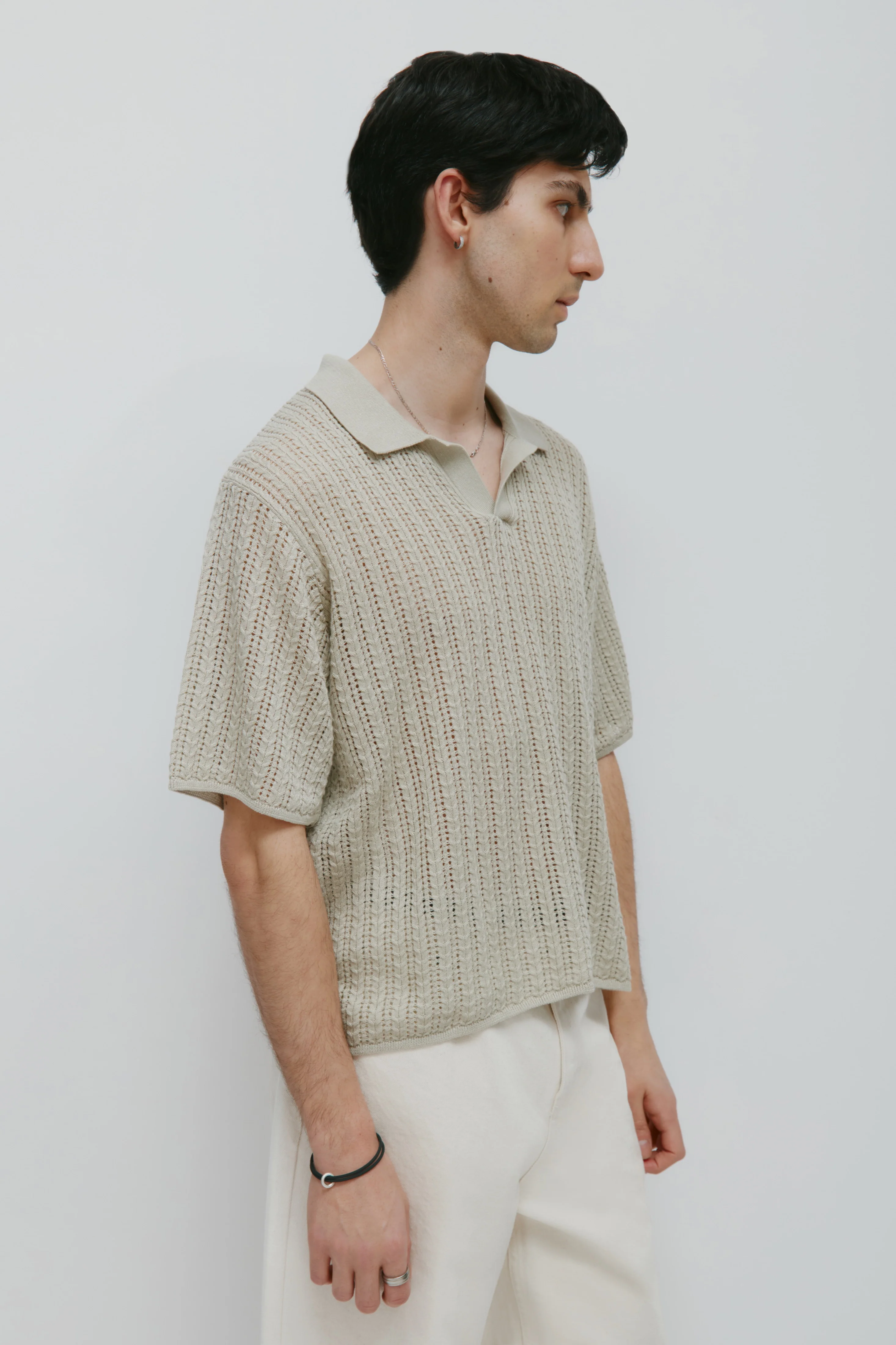 Men's Jadd Shortsleeve Knit Polo in Sage Mist - Image 3