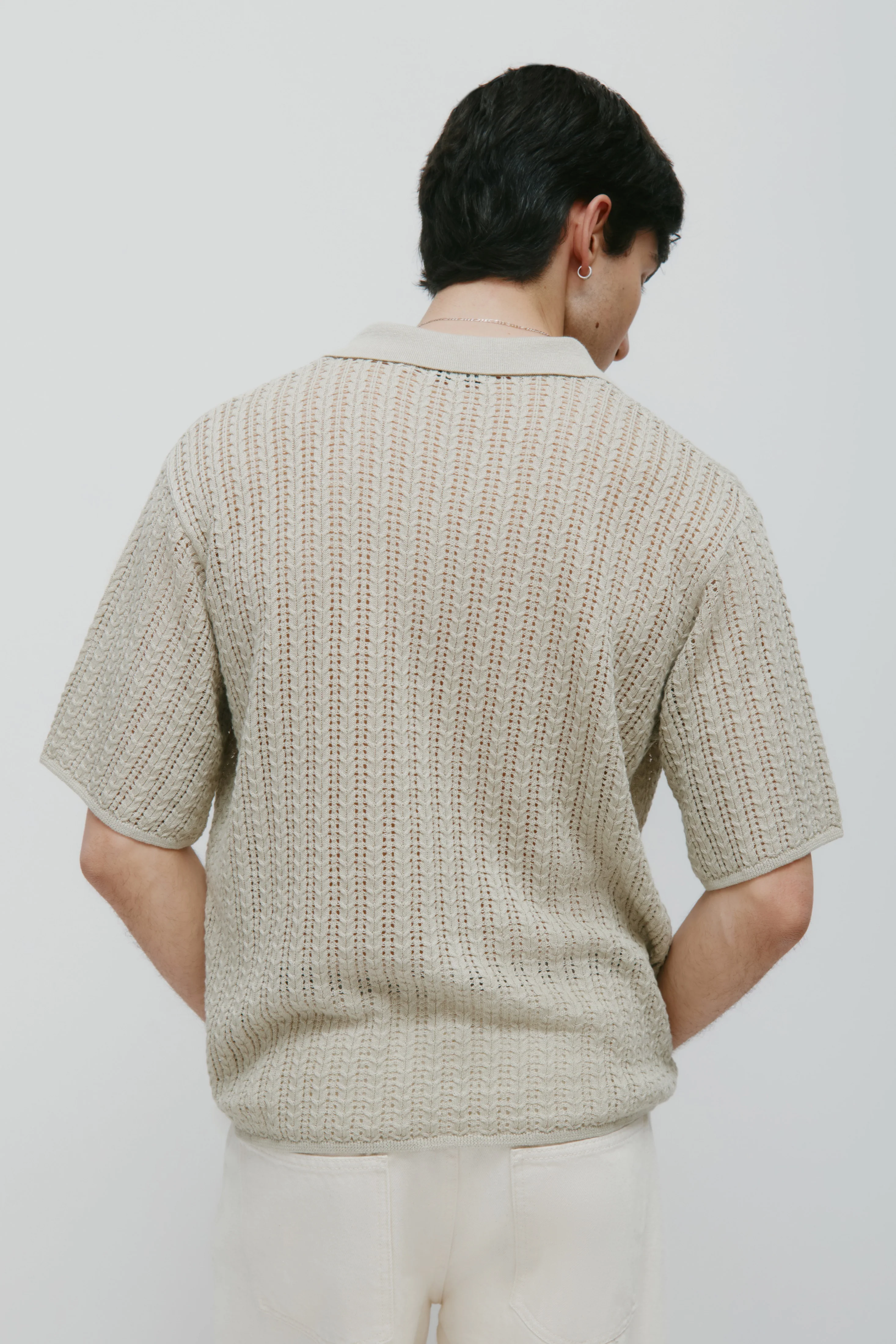 Men's Jadd Shortsleeve Knit Polo in Sage Mist - Image 4