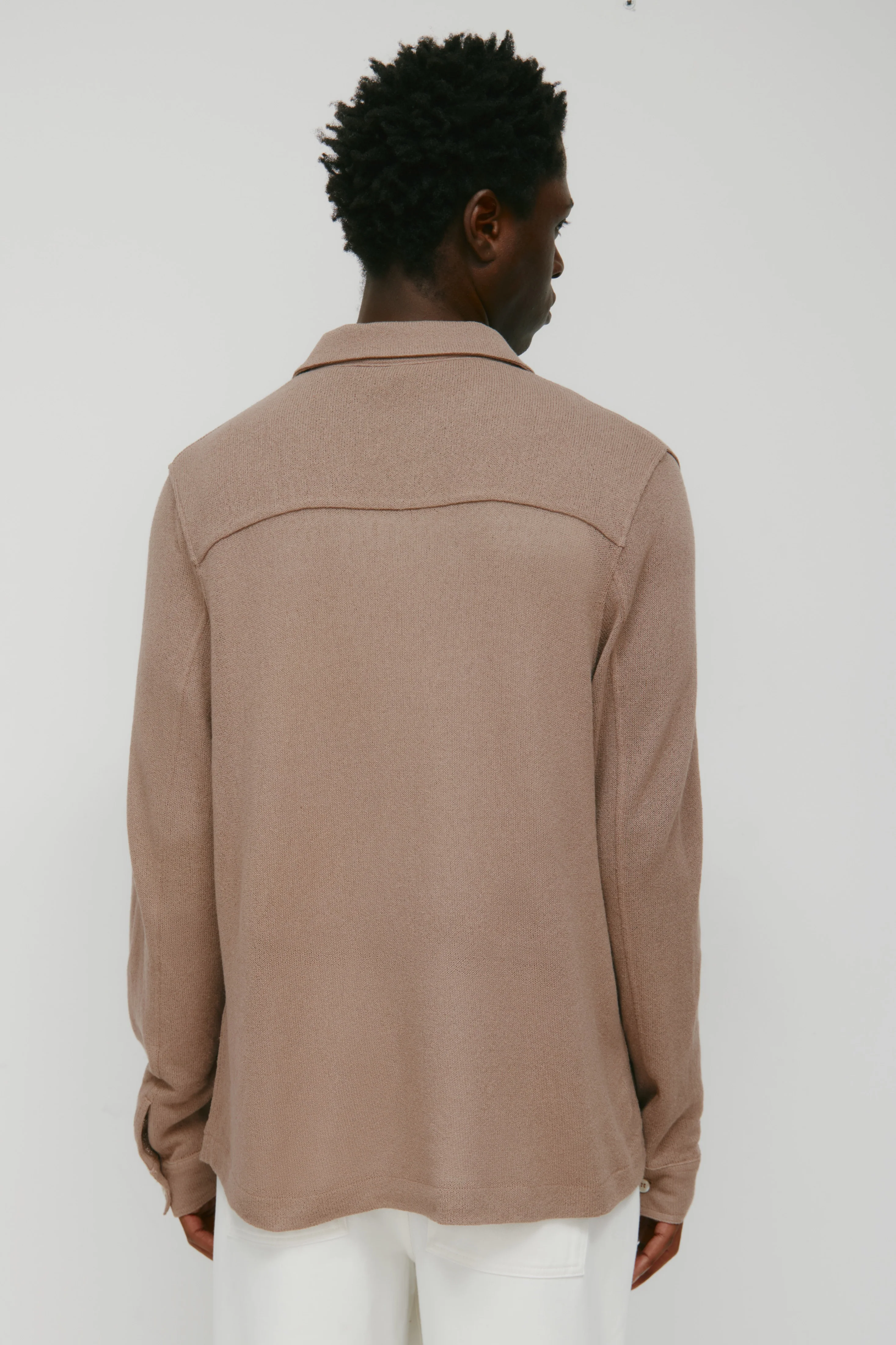 Men's Luxor Jersey Shirt in Taupe - Image 5