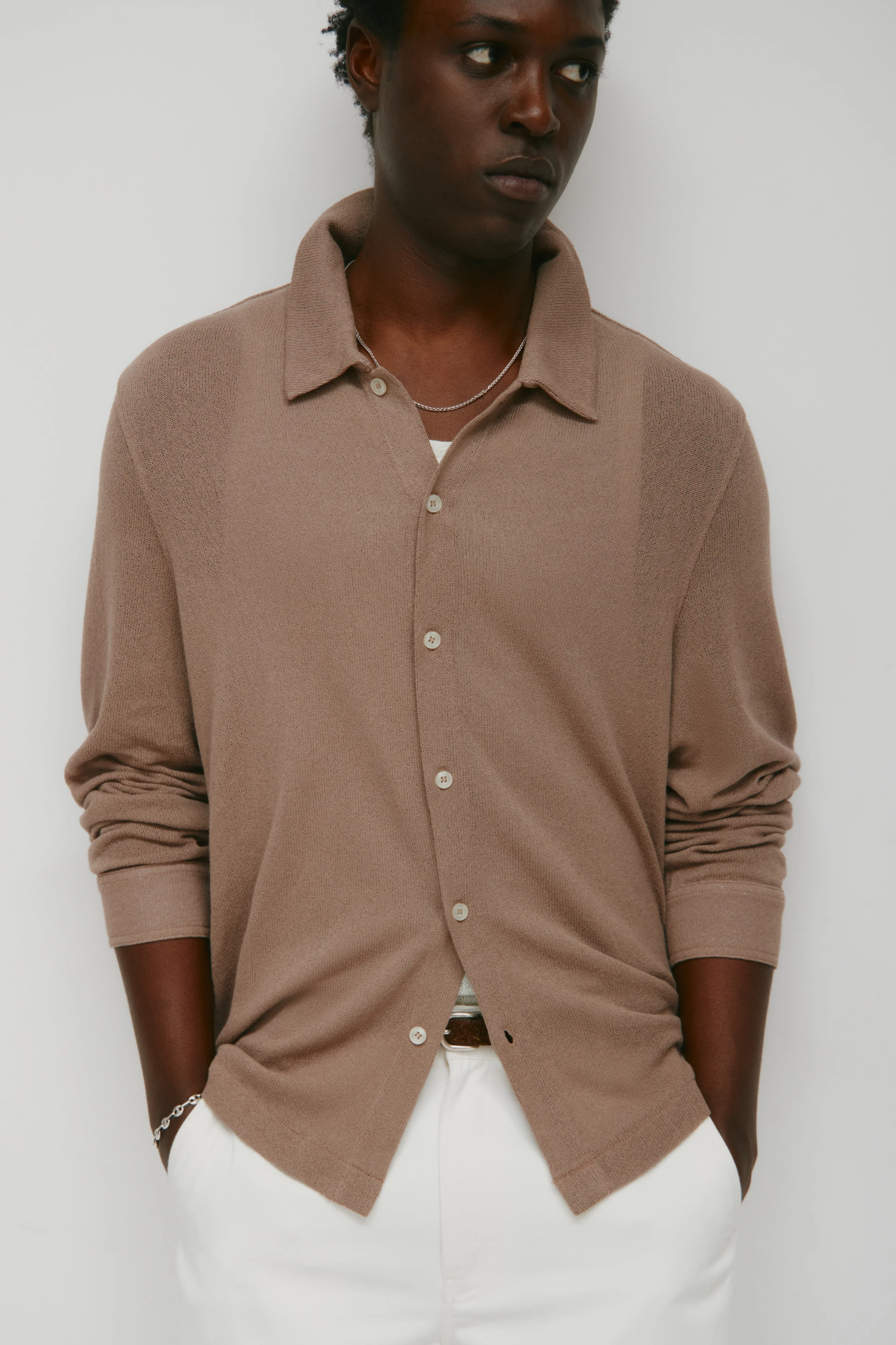 Men's Luxor Jersey Shirt in Taupe - Image 6