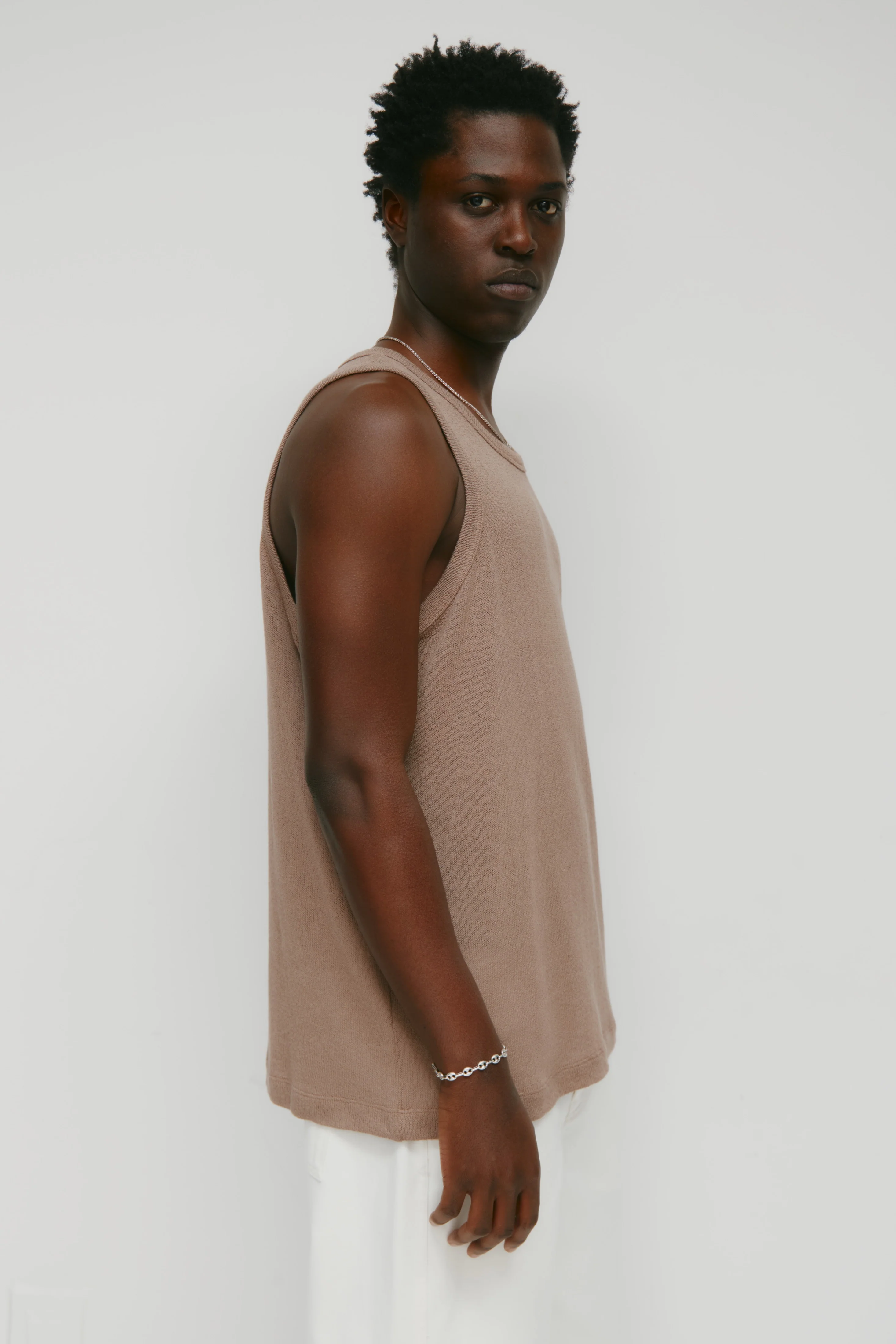 Men's Luxor Jersey Tank in Taupe - Image 3