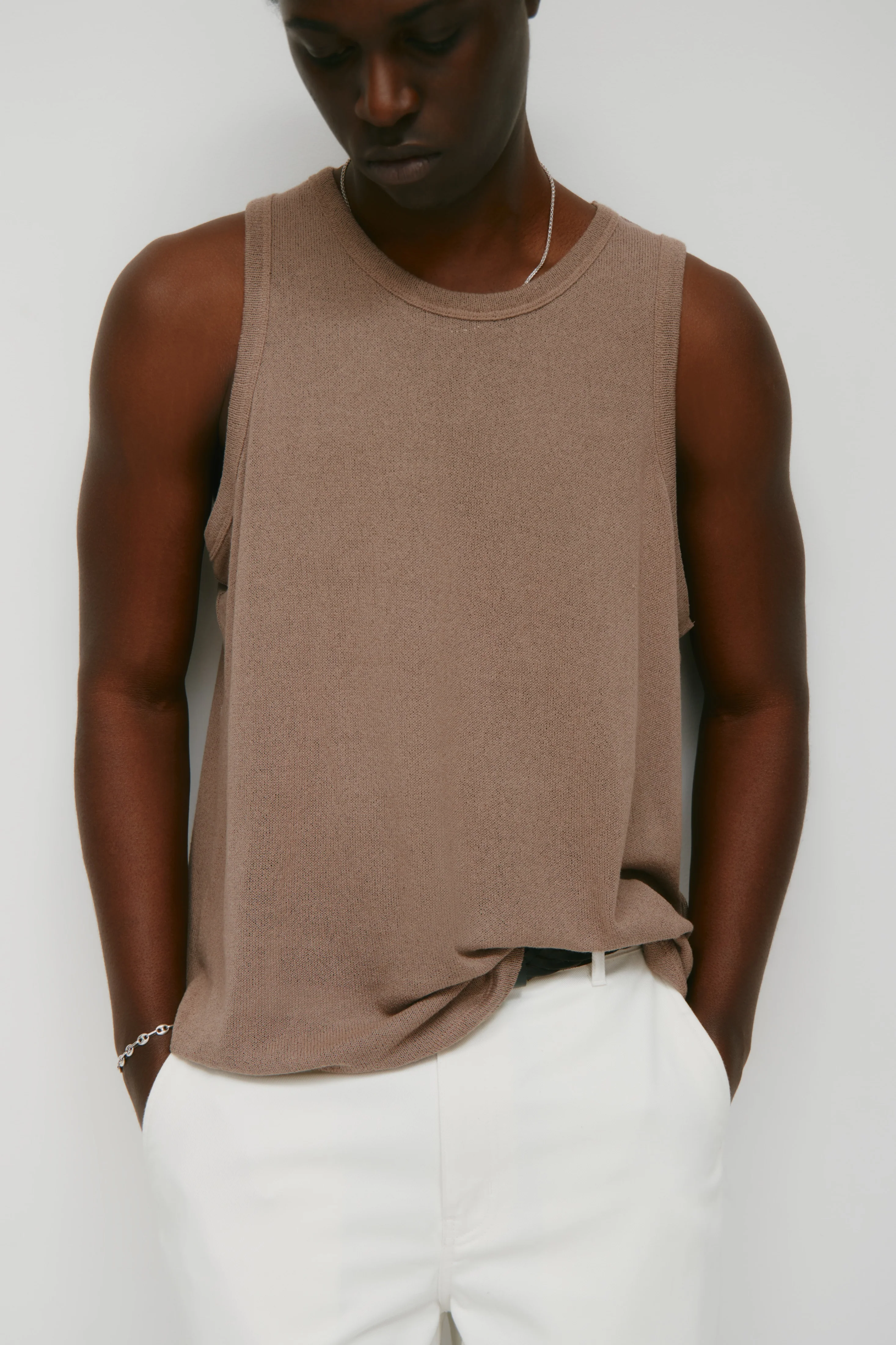 Men's Luxor Jersey Tank in Taupe - Image 5