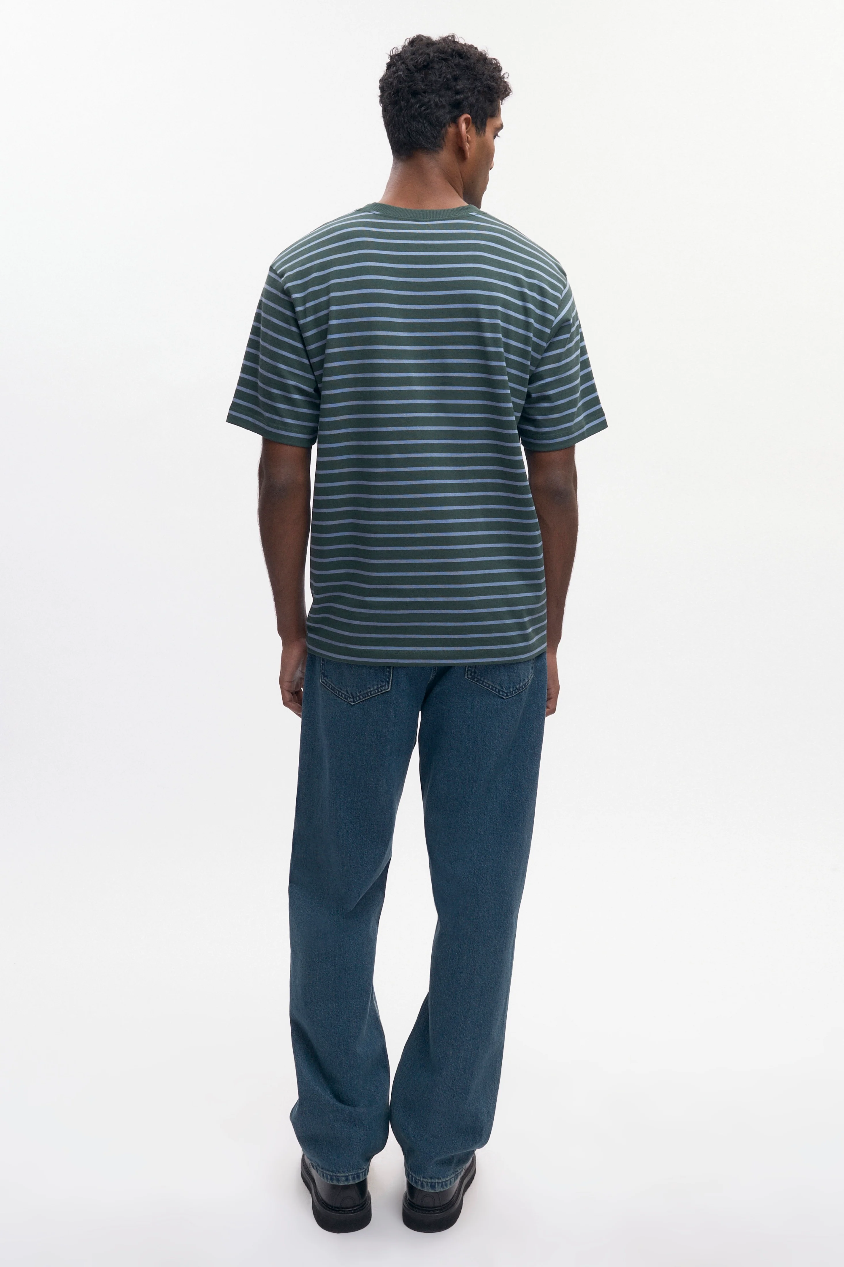 Men's Midweight Crew in Bottle Green/Columbia Stripe - Image 6