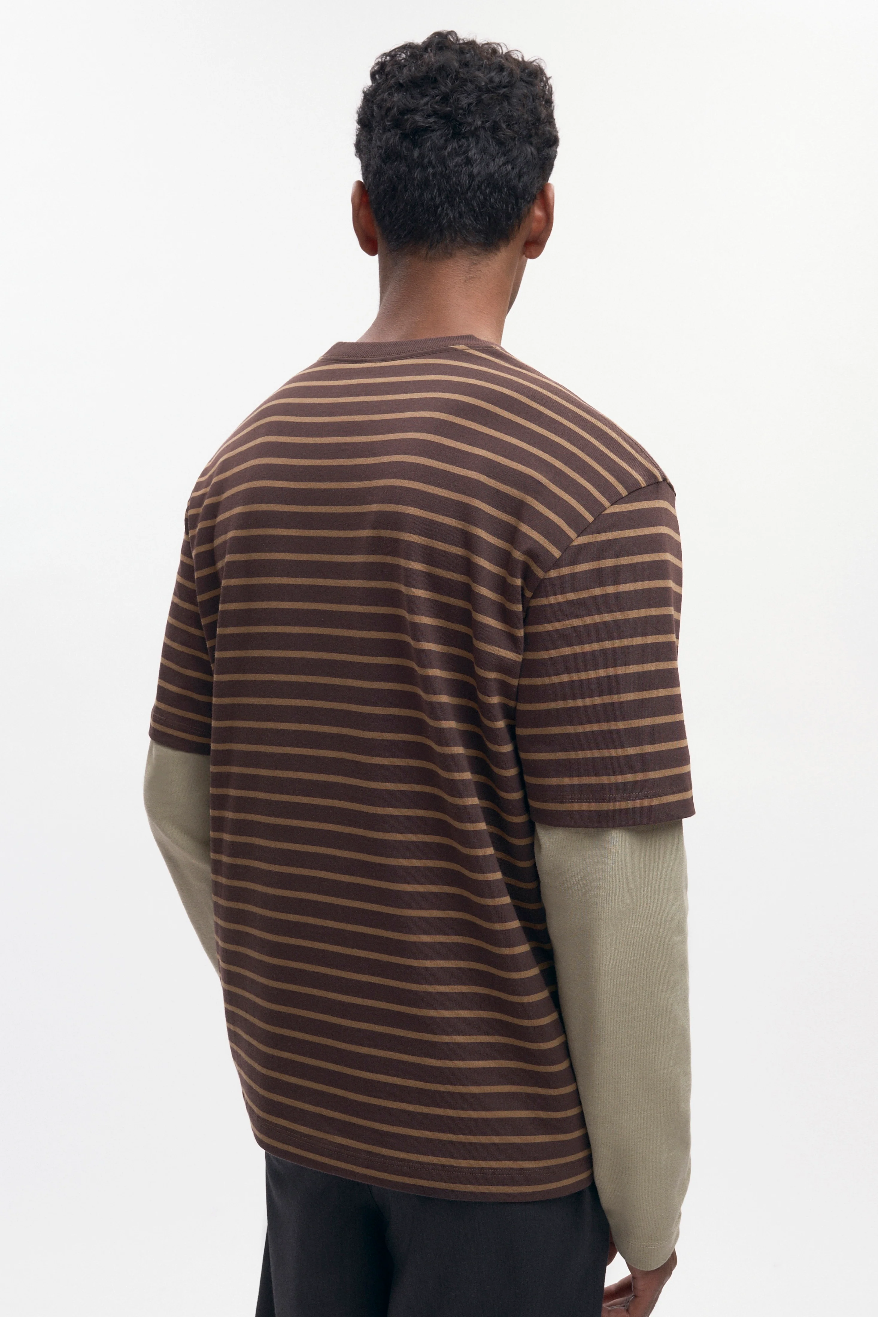 Men's Midweight Crew in Coffee Bean/Otter Stripe - Image 4