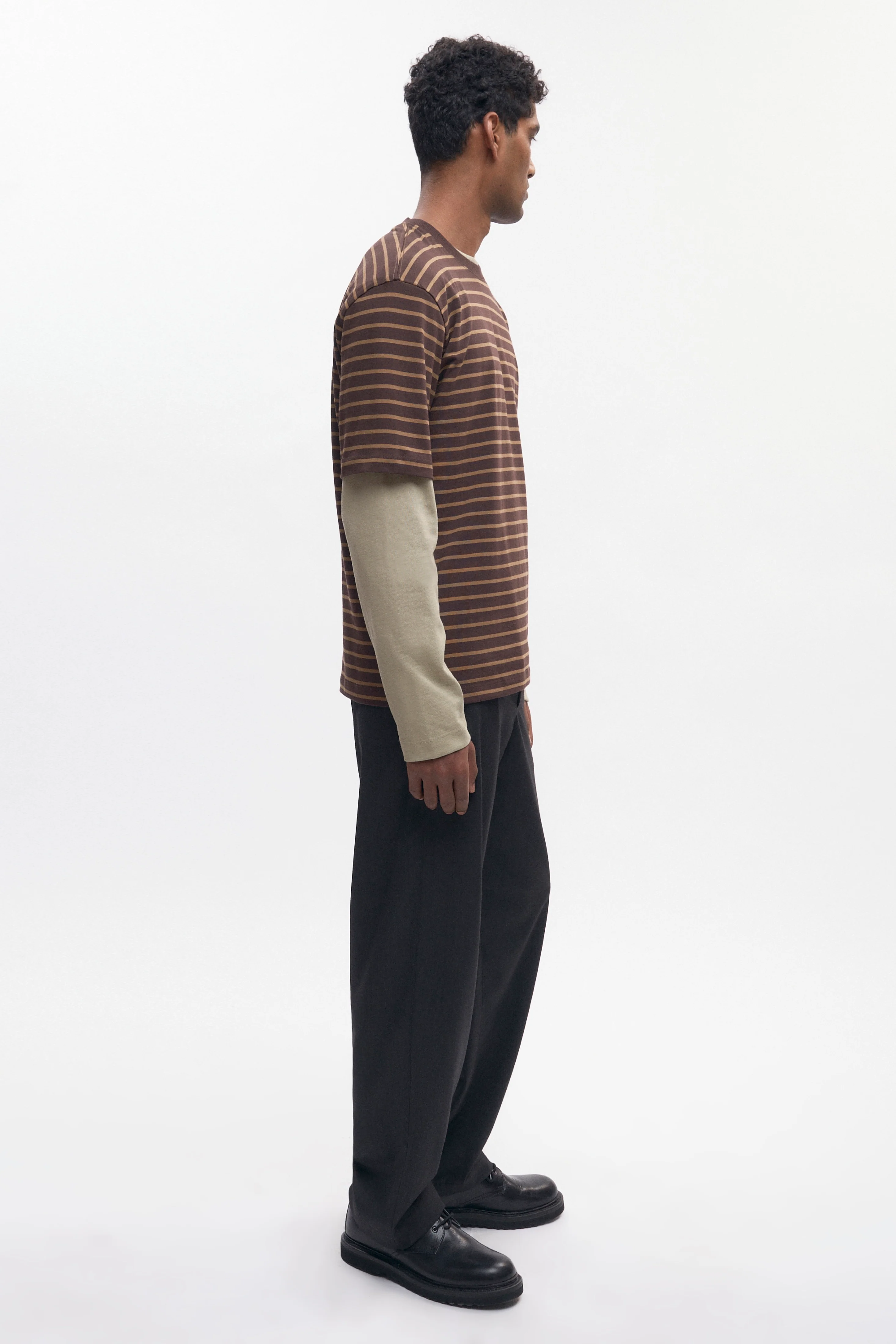 Men's Midweight Crew in Coffee Bean/Otter Stripe - Image 5