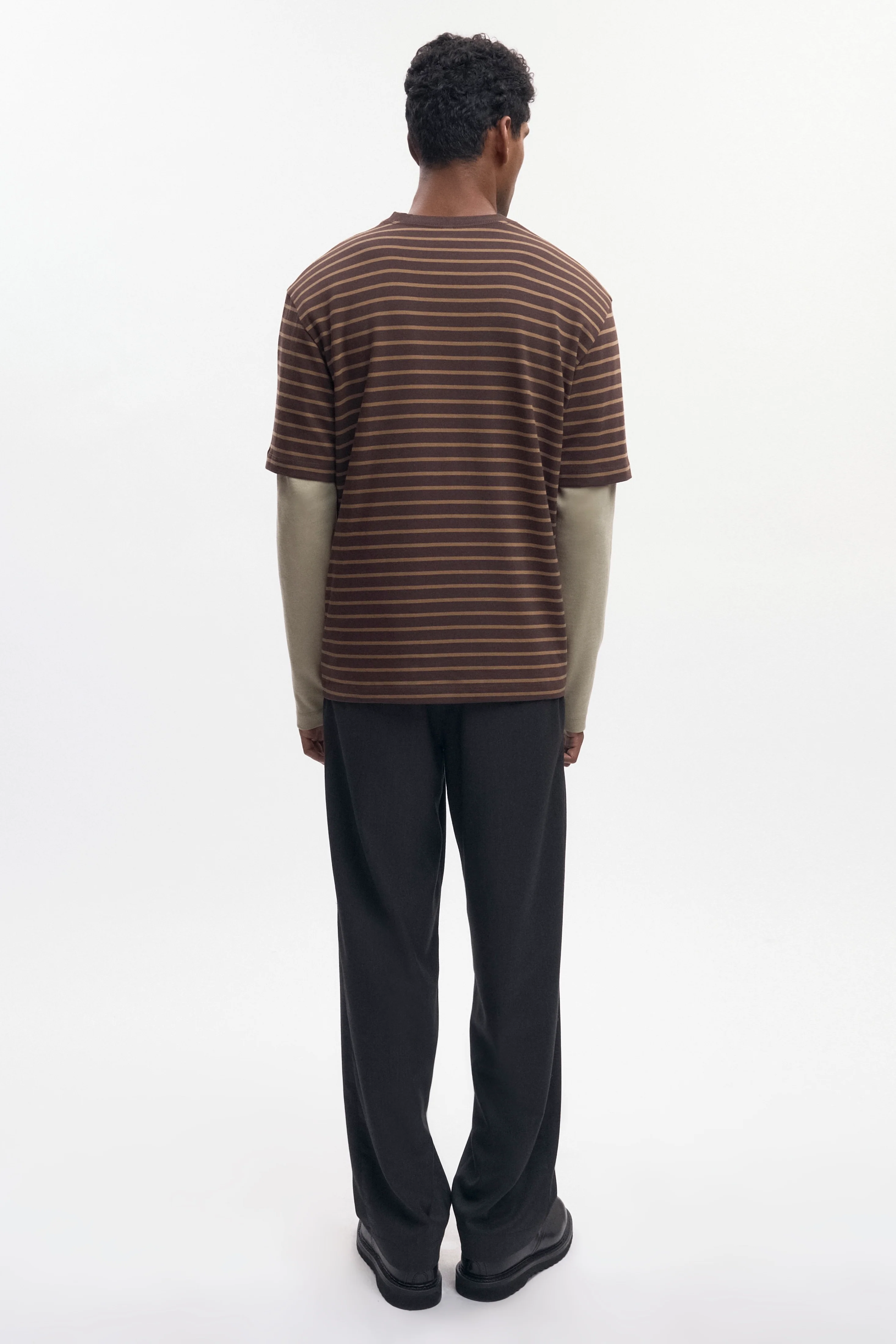 Men's Midweight Crew in Coffee Bean/Otter Stripe - Image 6