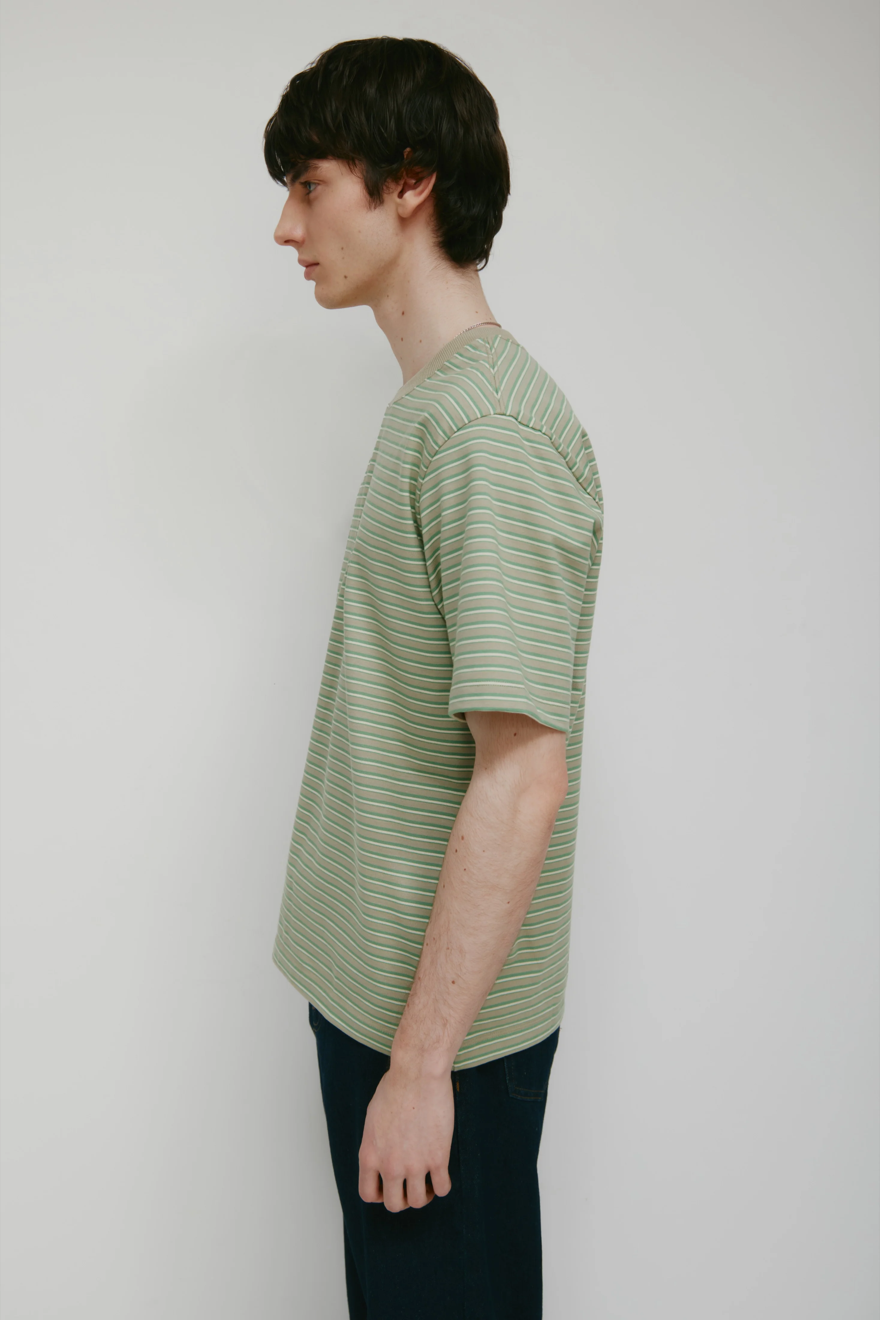 Men's Midweight Crew in Dune Grass/Retro Green/Natural Stripe - Image 3