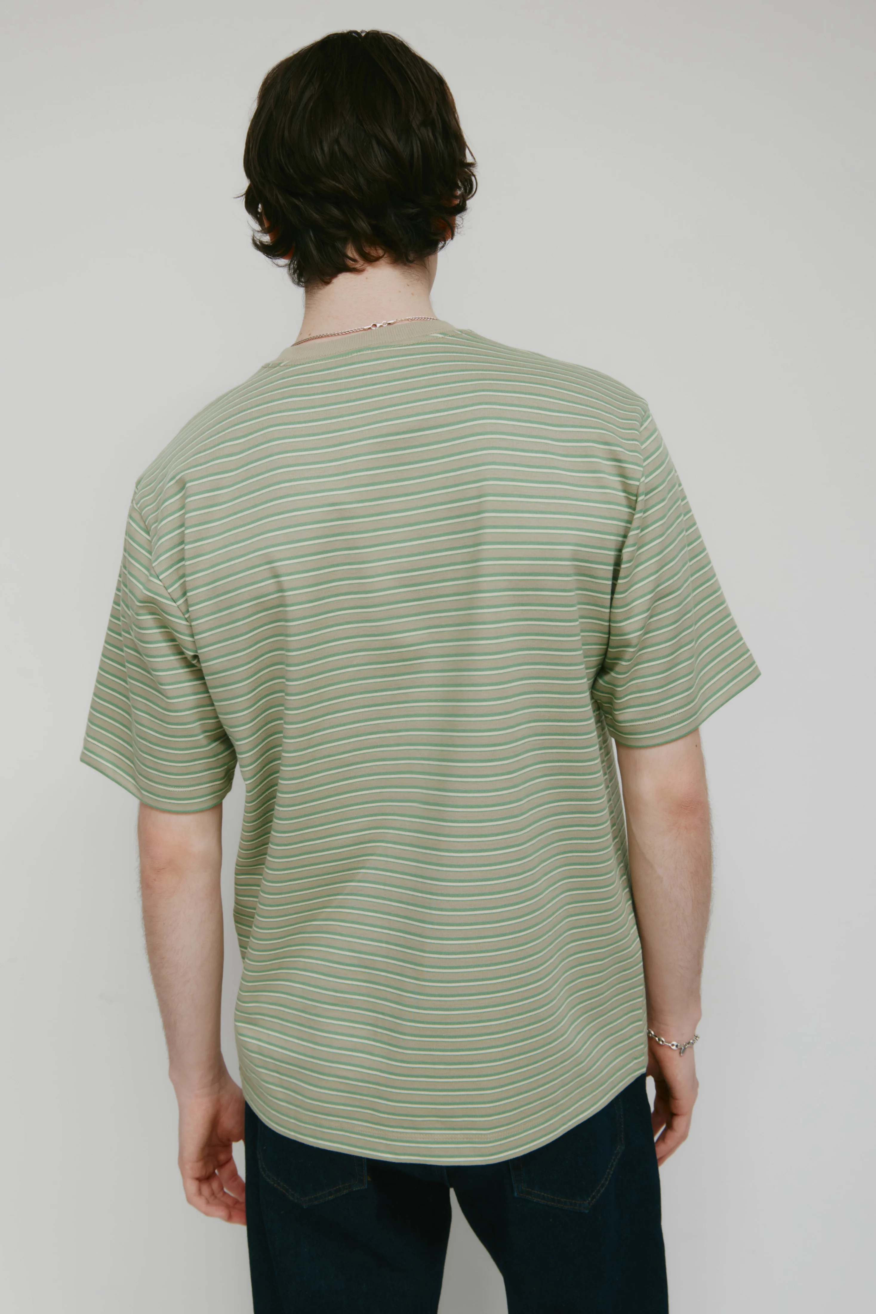 Men's Midweight Crew in Dune Grass/Retro Green/Natural Stripe - Image 4