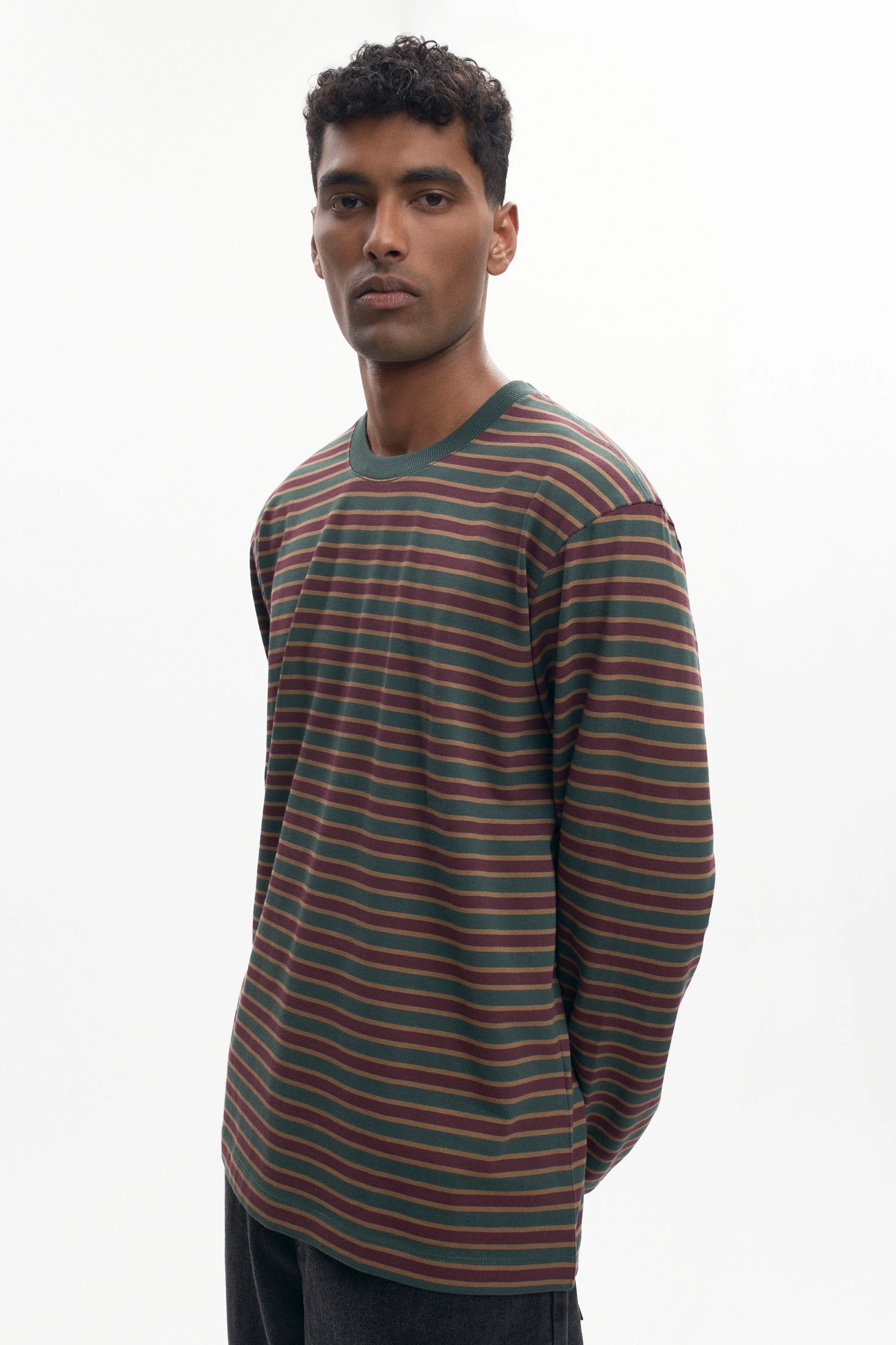 Men's Midweight Longsleeve in Bottle Green/Plum/Otter - Image 3