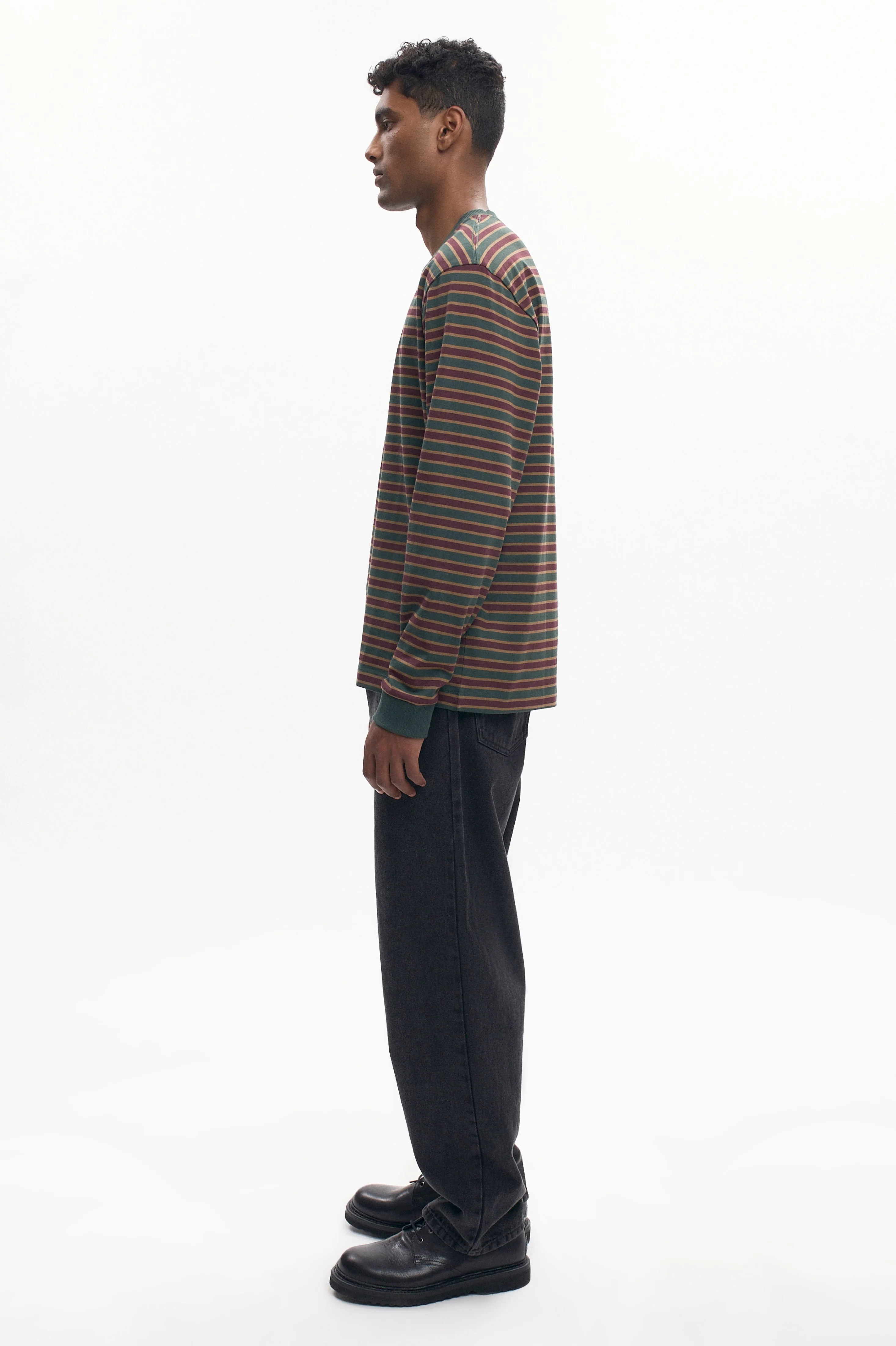 Men's Midweight Longsleeve in Bottle Green/Plum/Otter - Image 5
