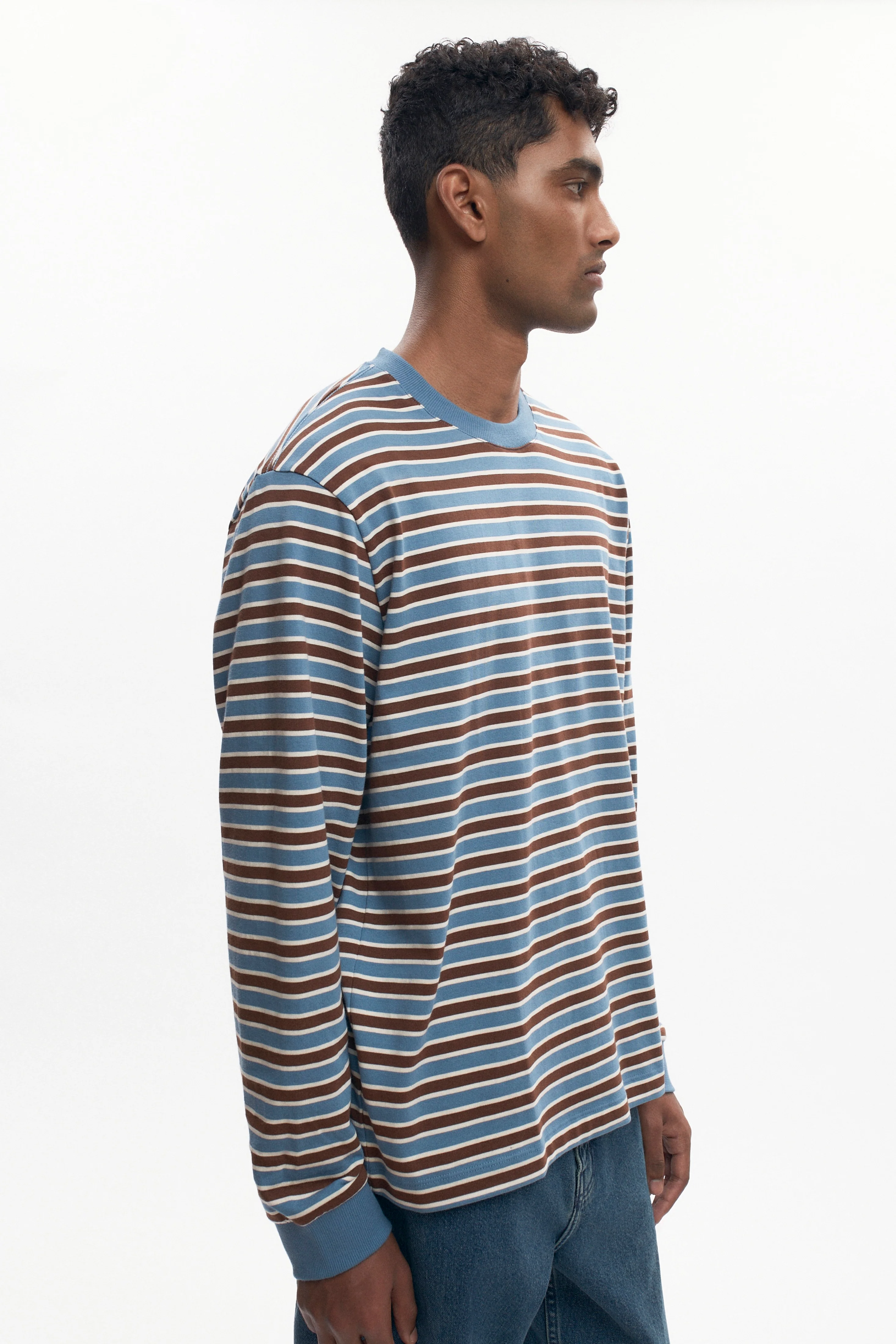 Men's Midweight Longsleeve in Delta/Cocoa/Natural - Image 3