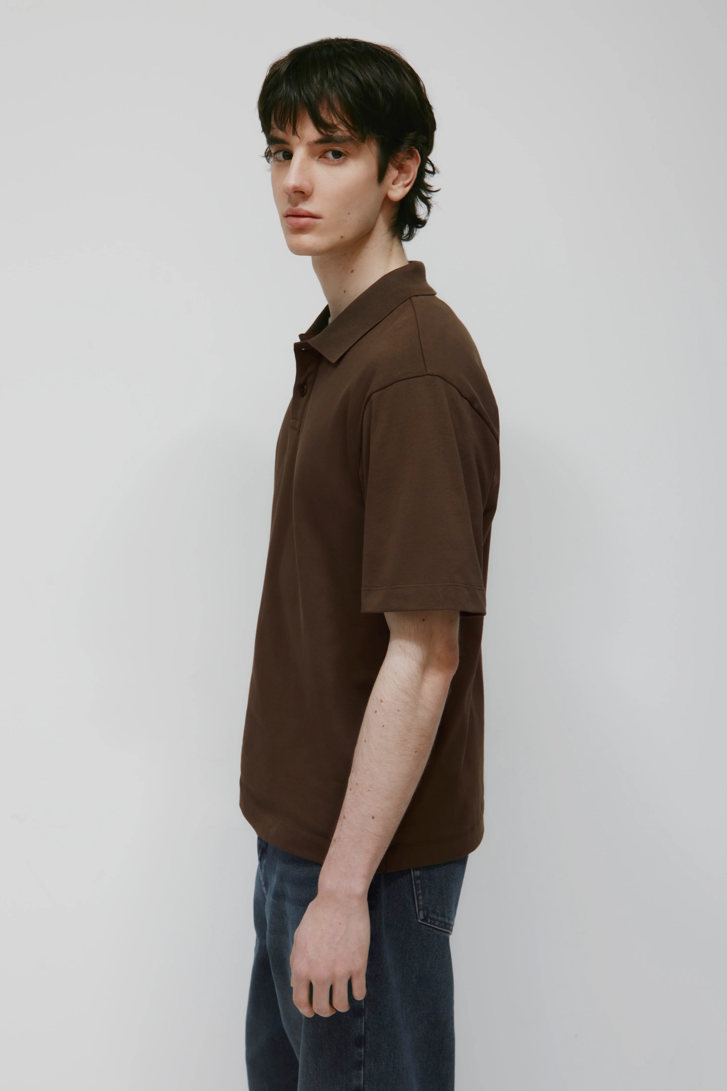 Men's Midweight Polo in Walnut - Image 3