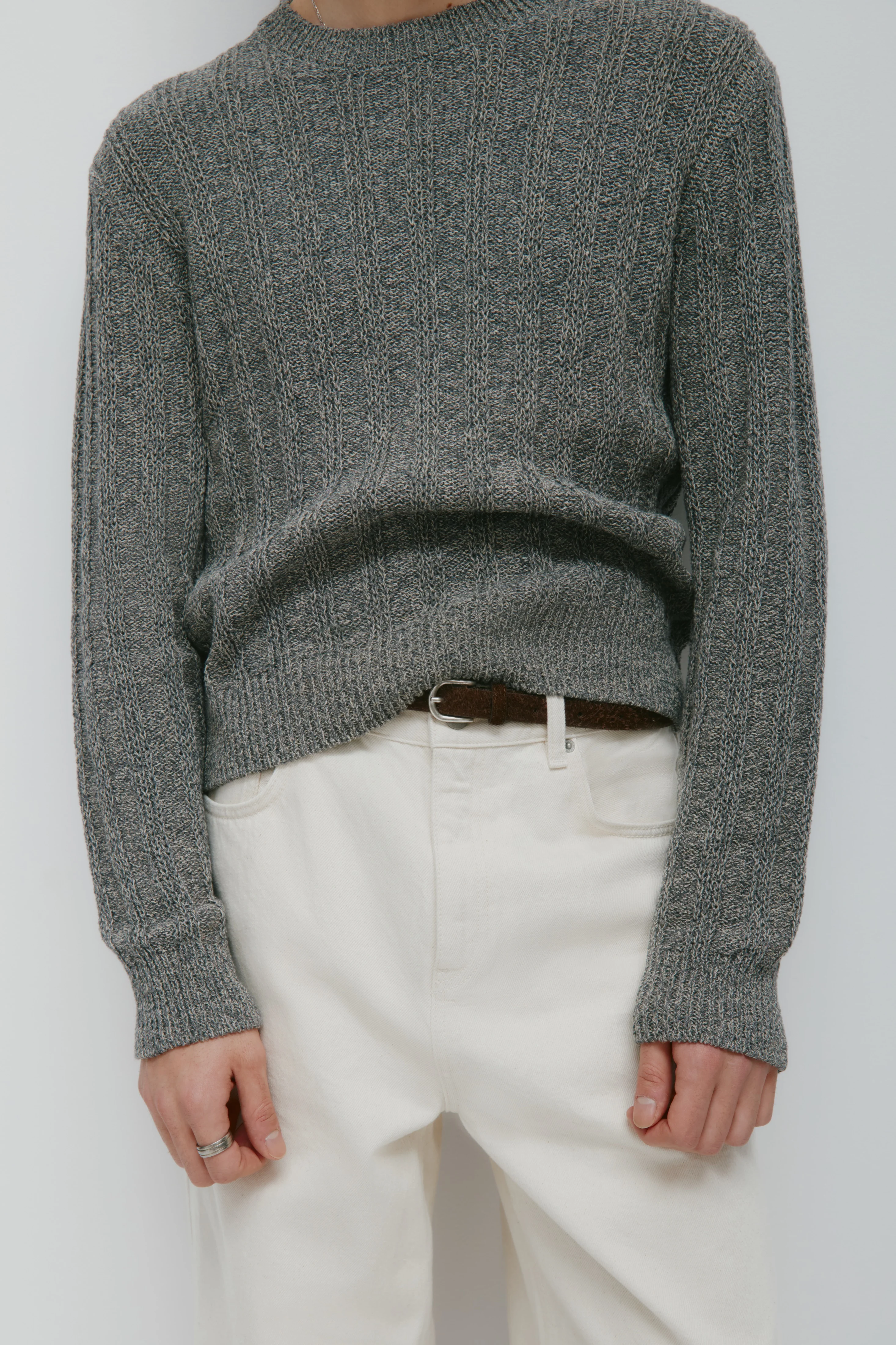 Men's Nima Open Knit Crew in Dark Slate - Image 6