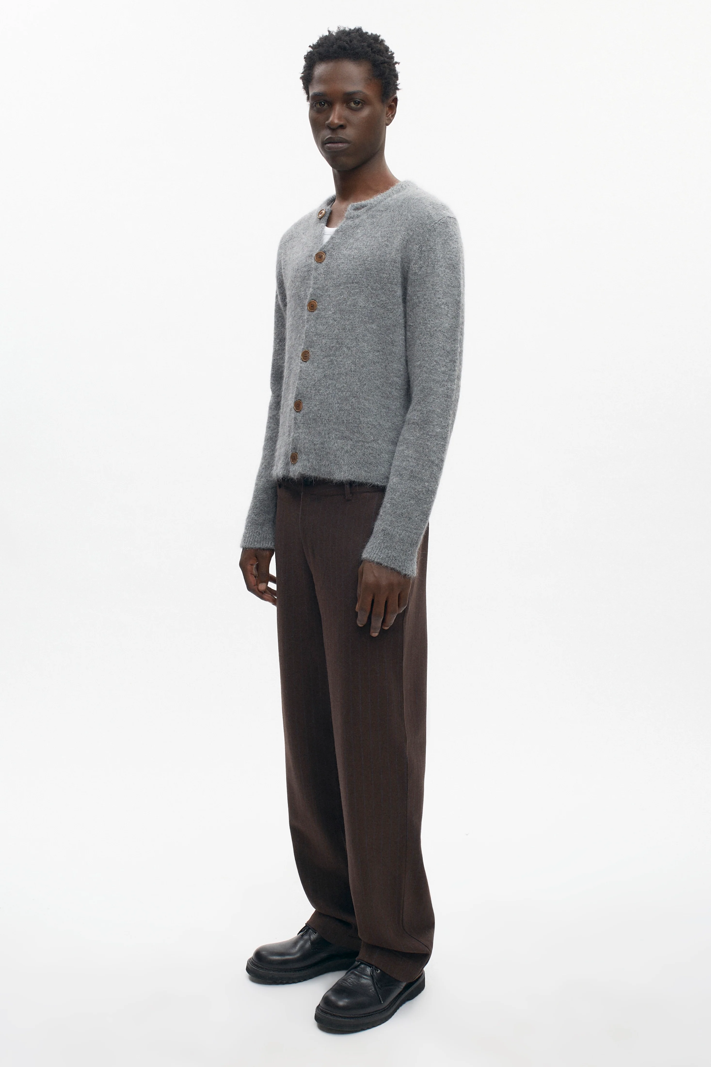 Men's Noor Fuzzy Cardigan in Medium Grey - Image 4