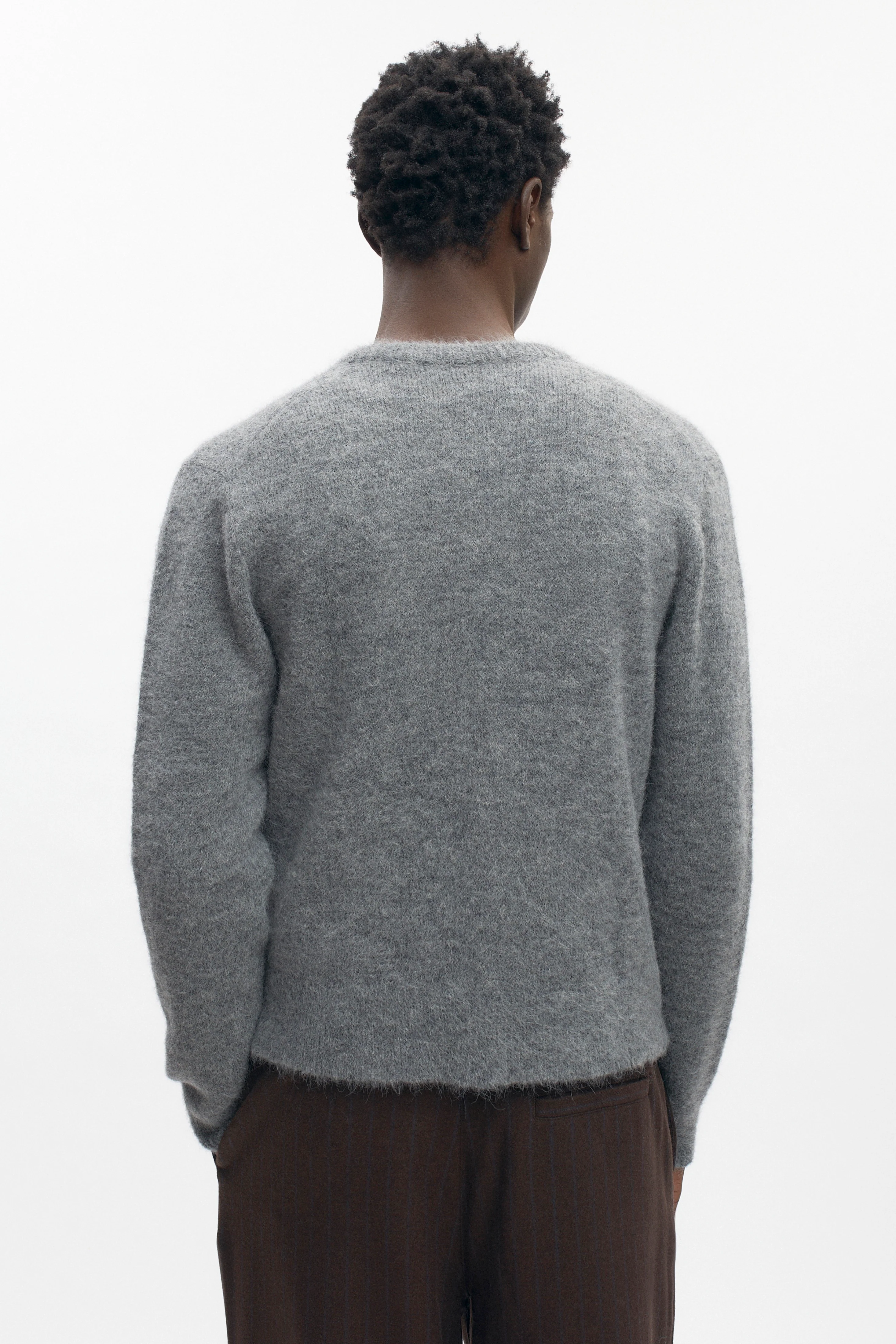 Men's Noor Fuzzy Cardigan in Medium Grey - Image 5