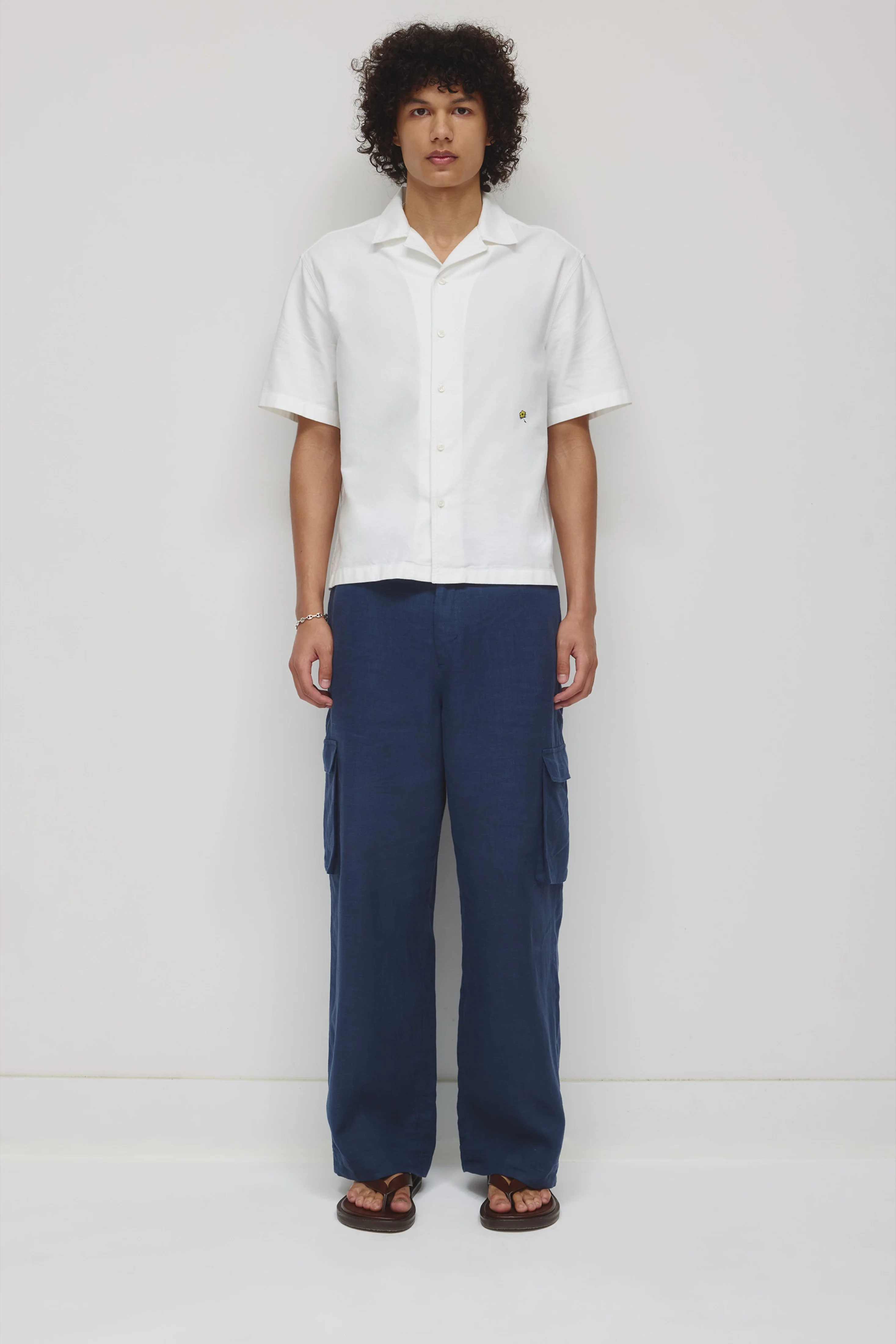 Men's Oxford Camp Shirt in White - Image 2