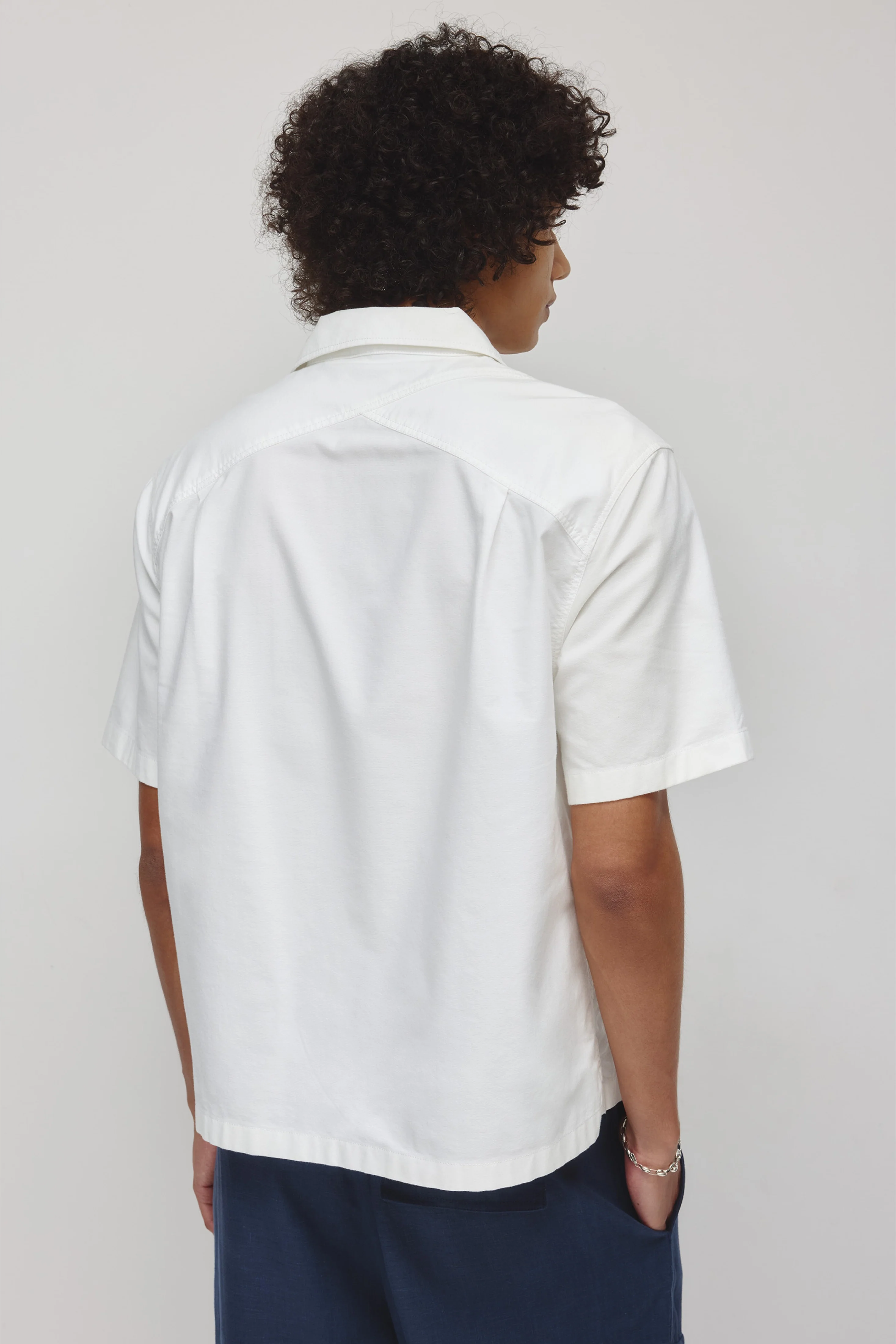 Men's Oxford Camp Shirt in White - Image 3