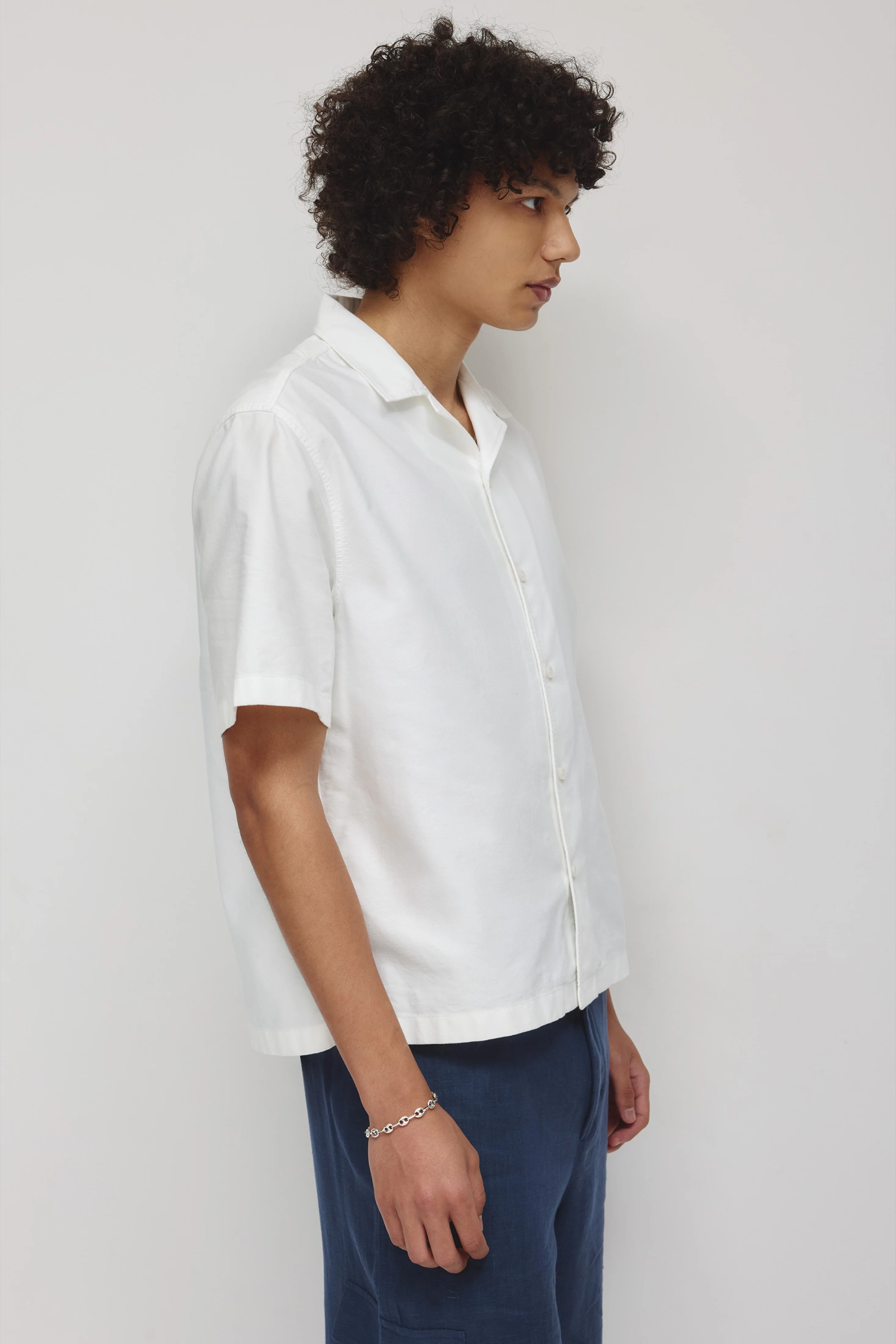 Men's Oxford Camp Shirt in White - Image 4