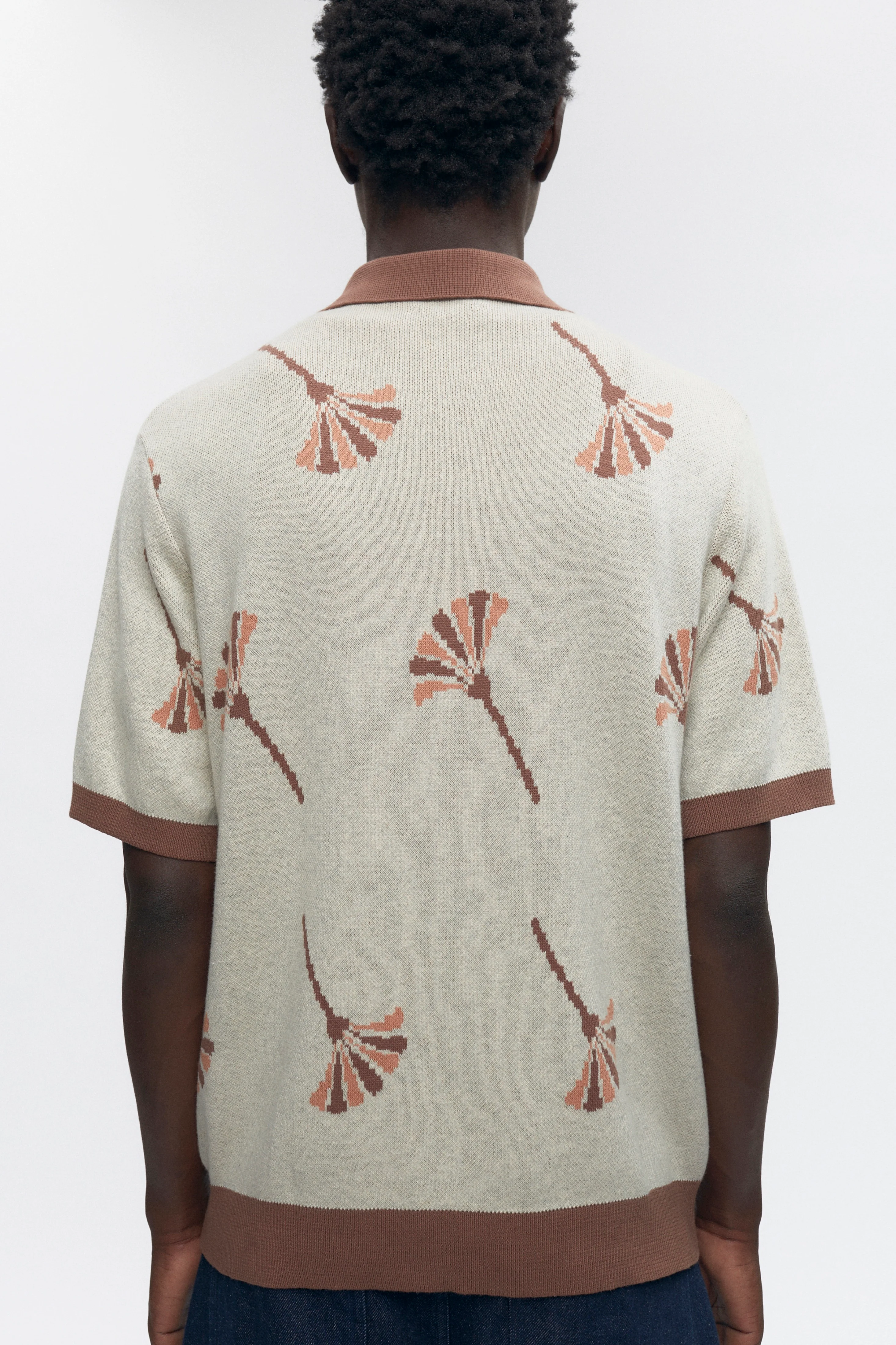 Ramzy Knit Shirt in Acorn/Oat Melange - Image 3