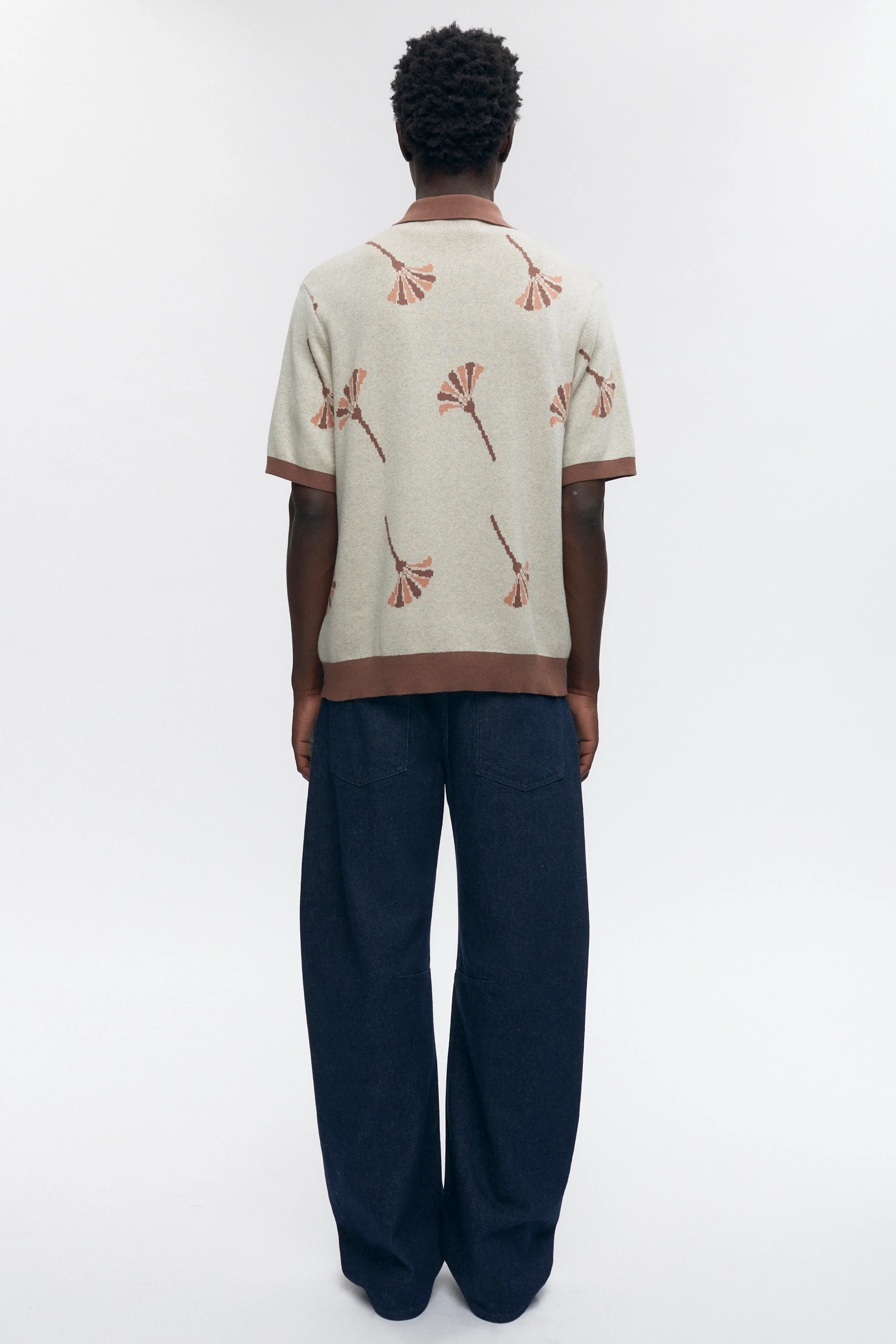 Ramzy Knit Shirt in Acorn/Oat Melange - Image 5