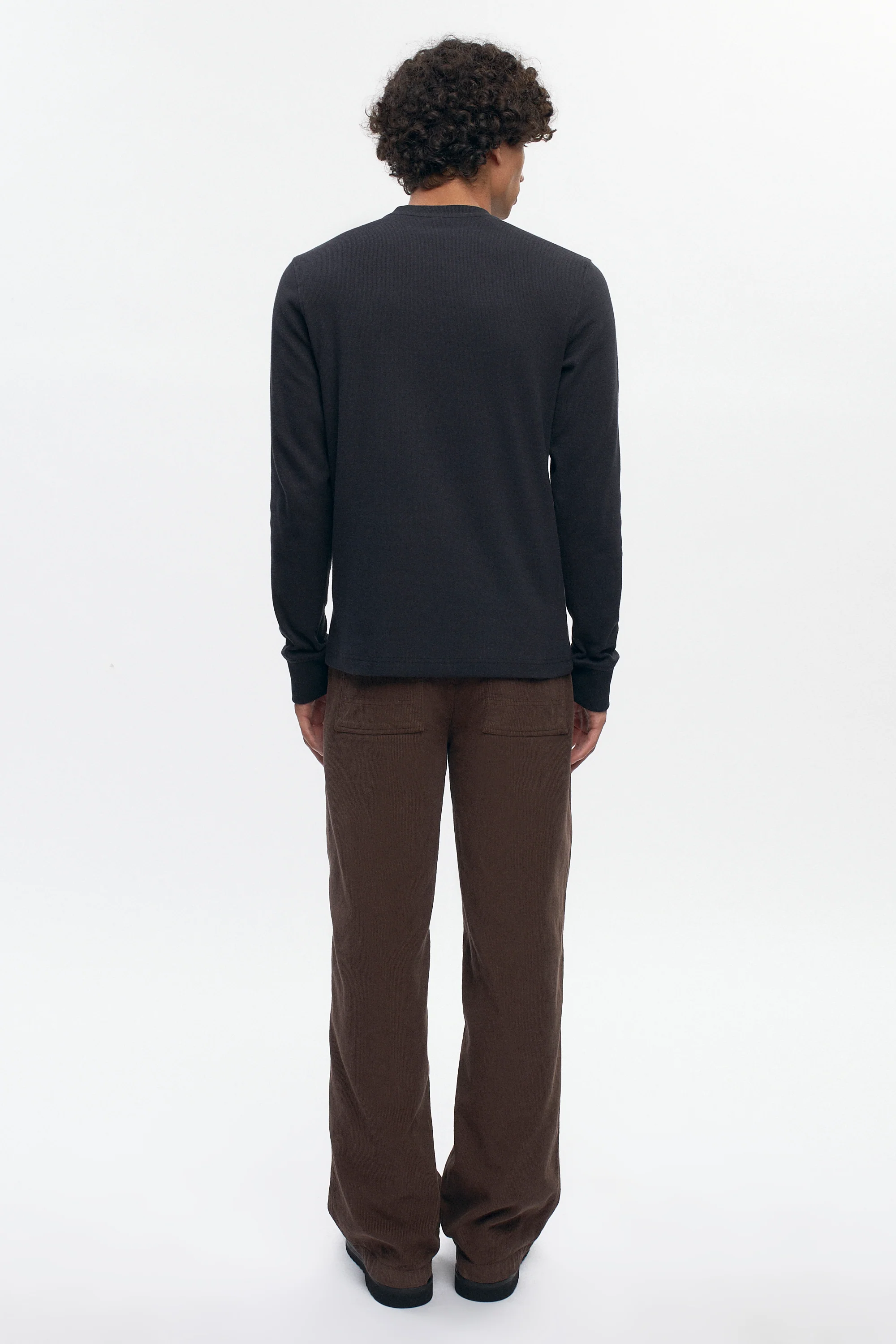 Men's Rib Henley in Black - Image 6