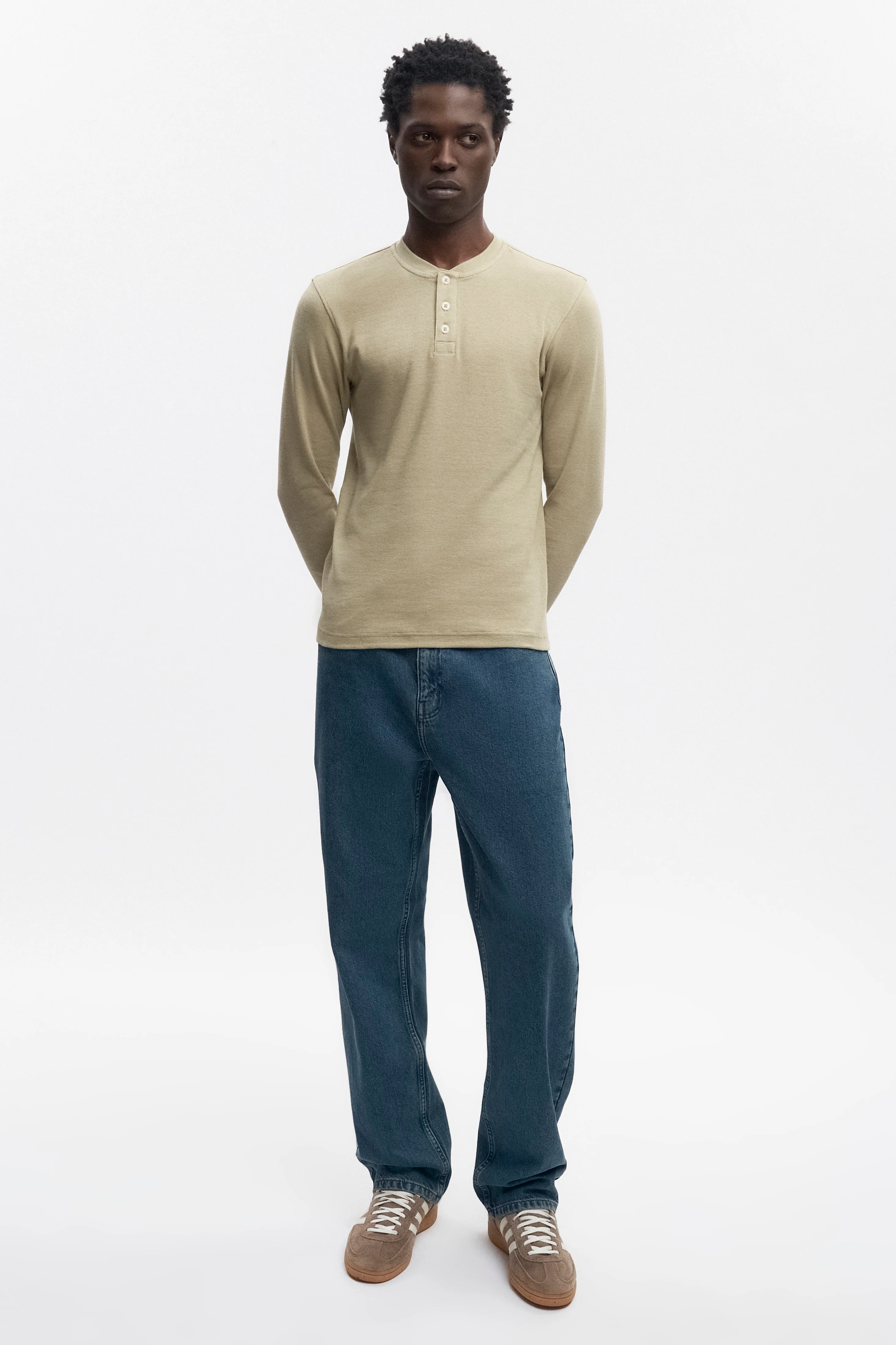 Men's Rib Henley in Desert