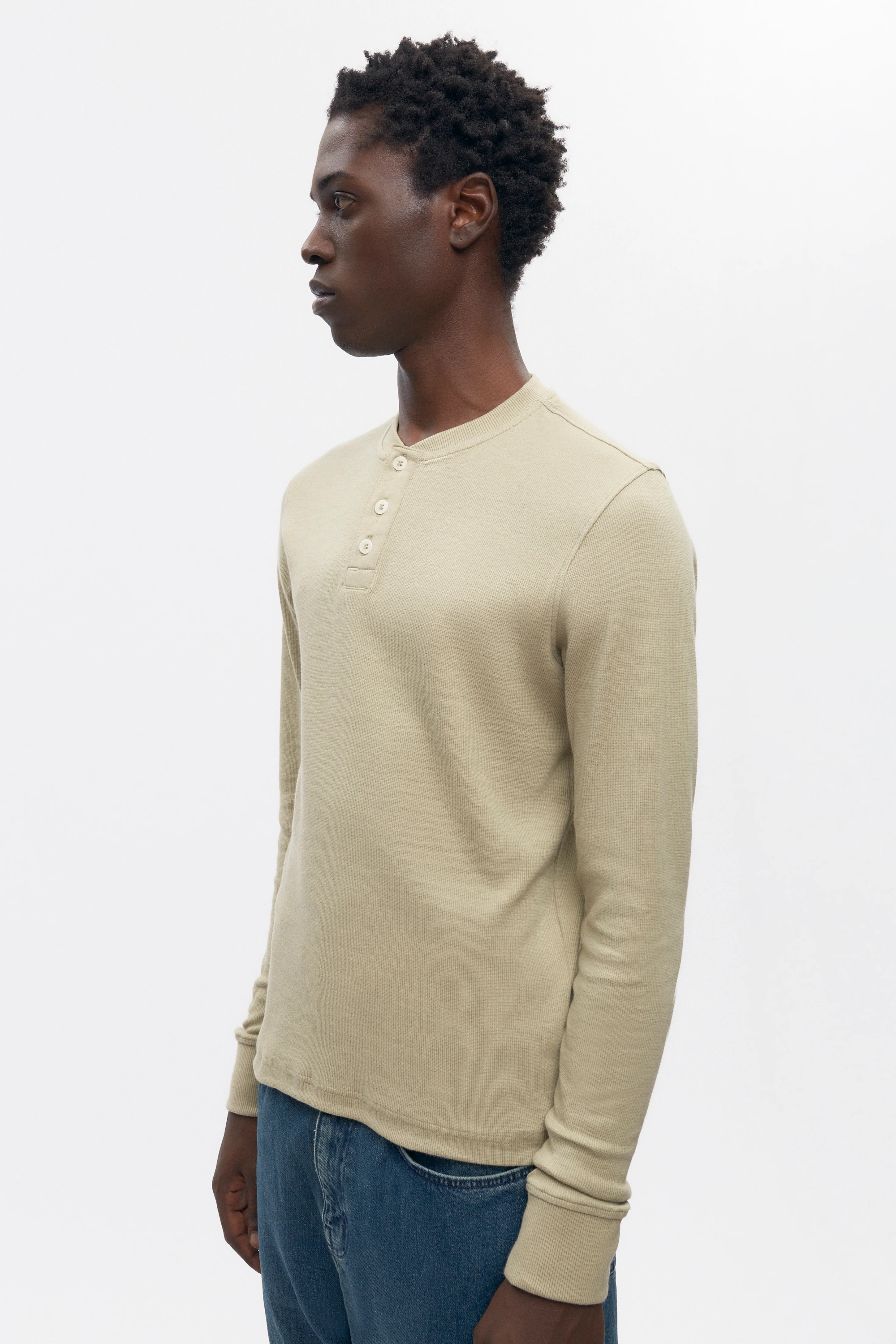 Men's Rib Henley in Desert - Image 2