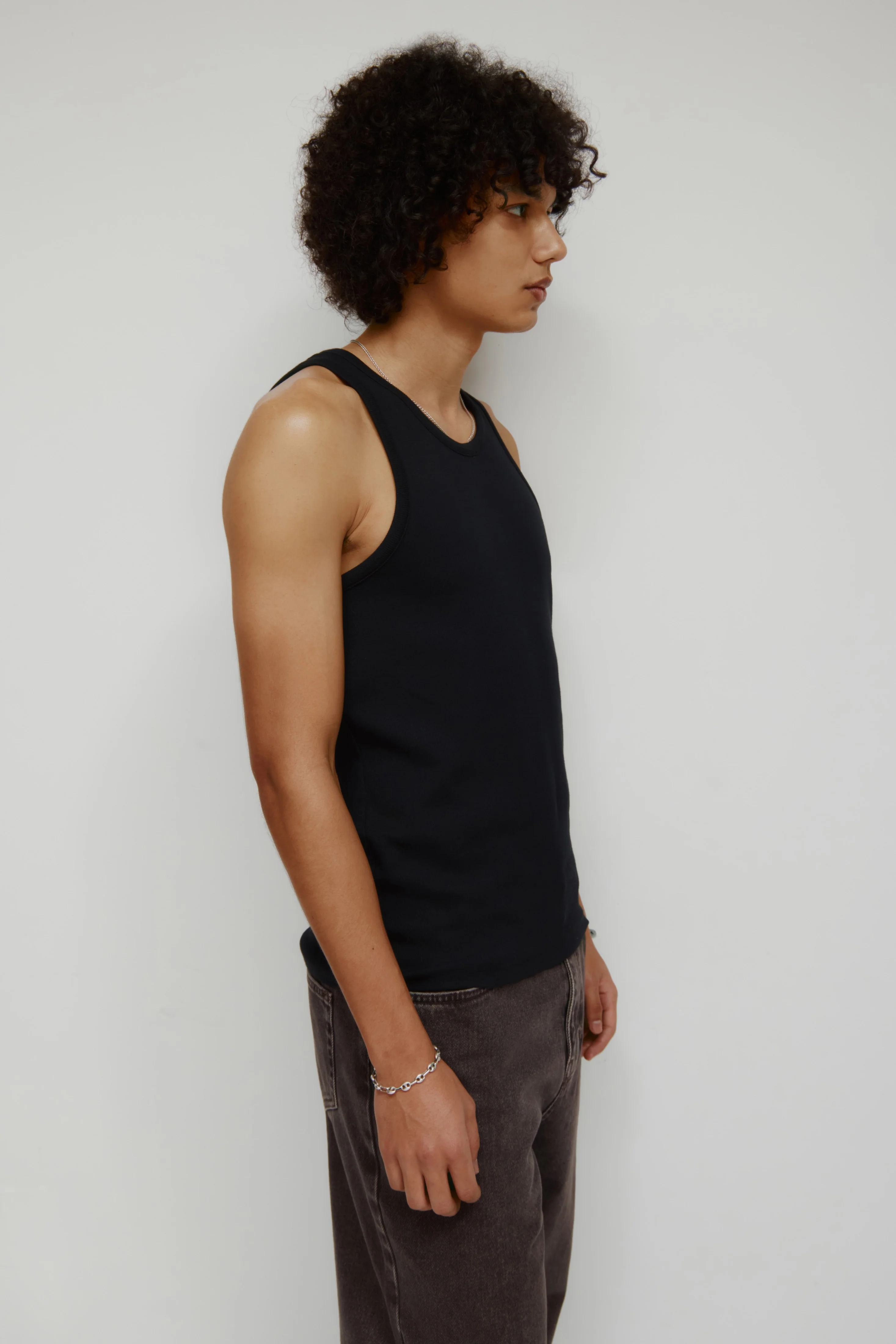 Men's Rib Tank in Black - Image 3