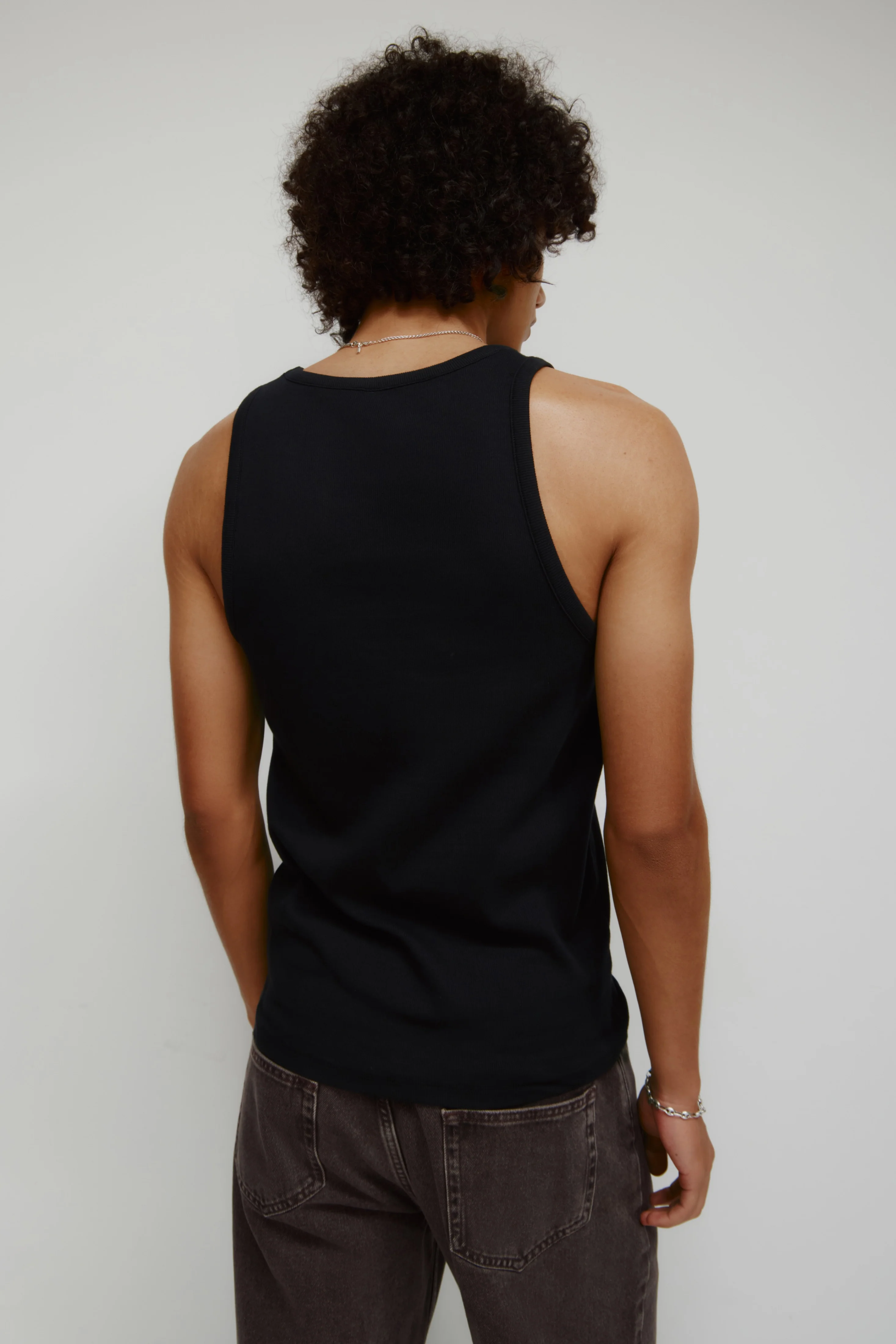 Men's Rib Tank in Black - Image 4