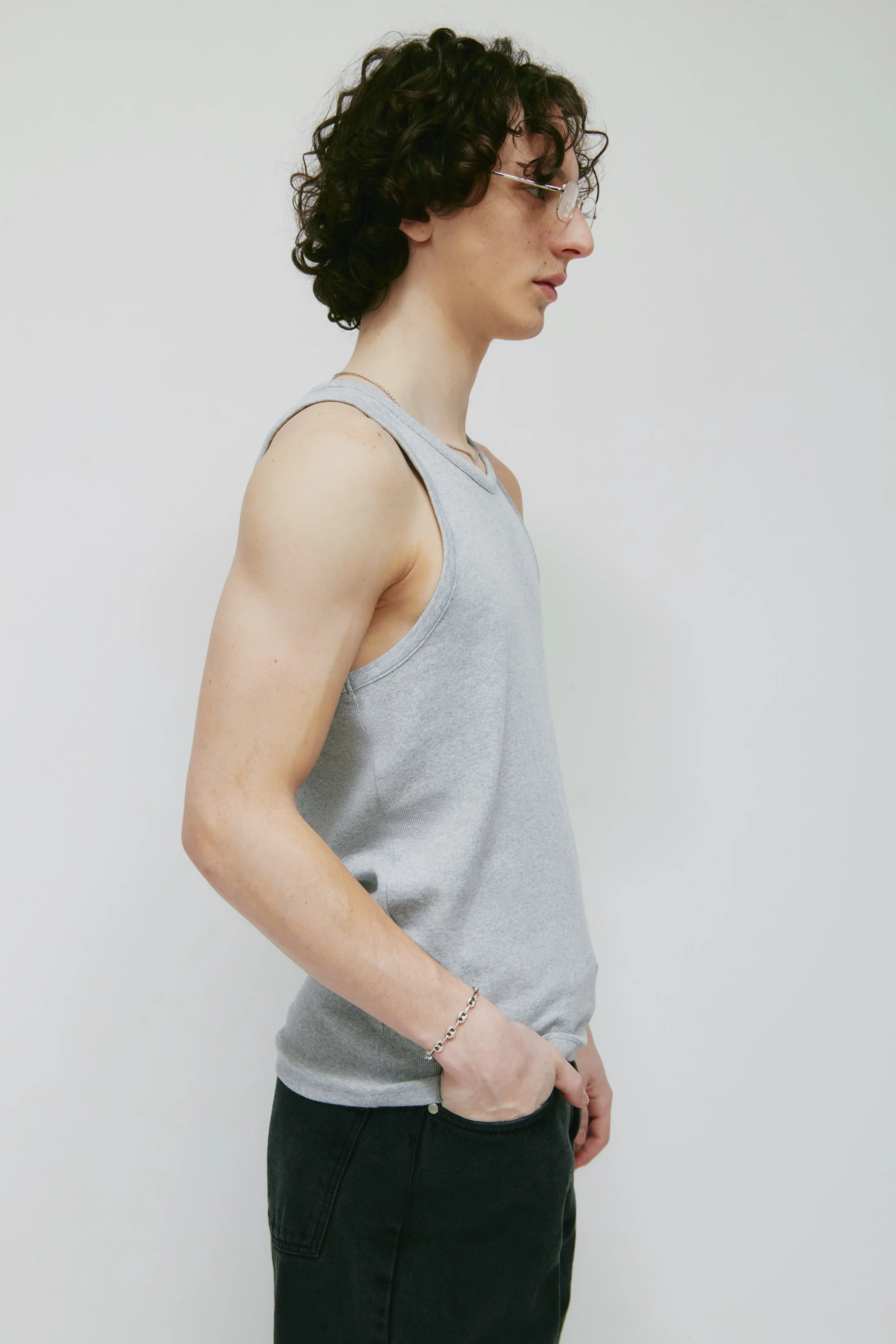 Men's Rib Tank in Heather Grey - Image 3