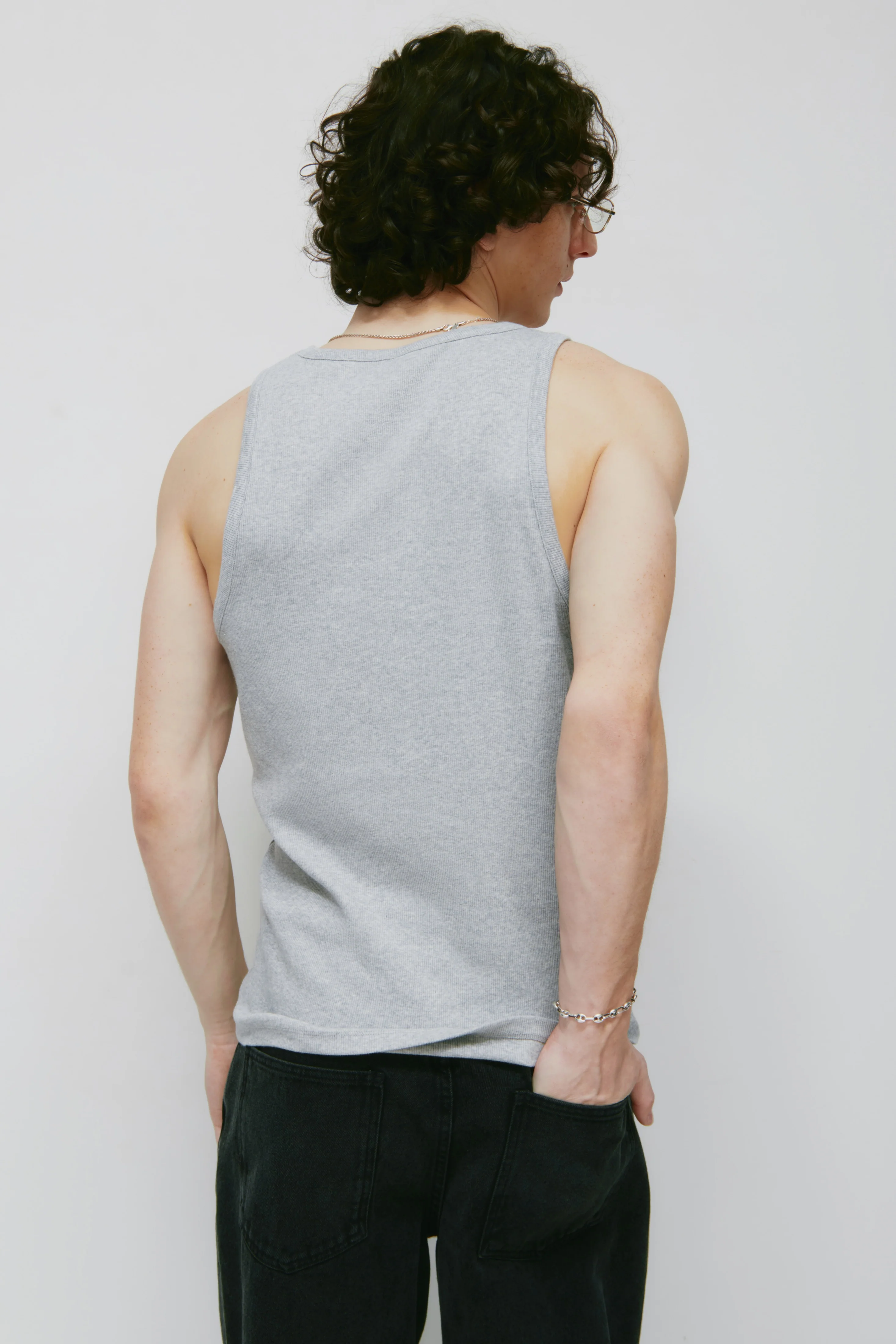 Men's Rib Tank in Heather Grey - Image 4