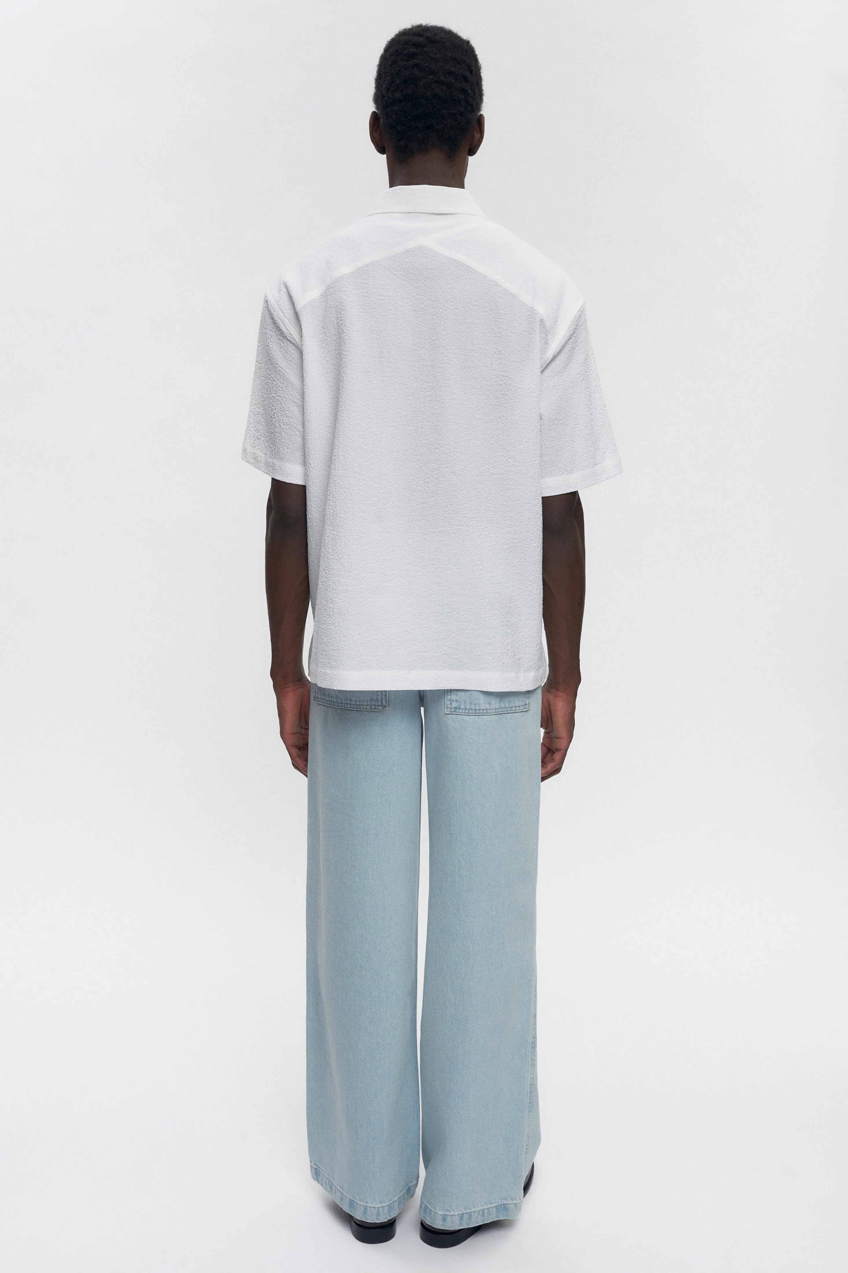 Men's Seersucker Shirt in White - Image 5