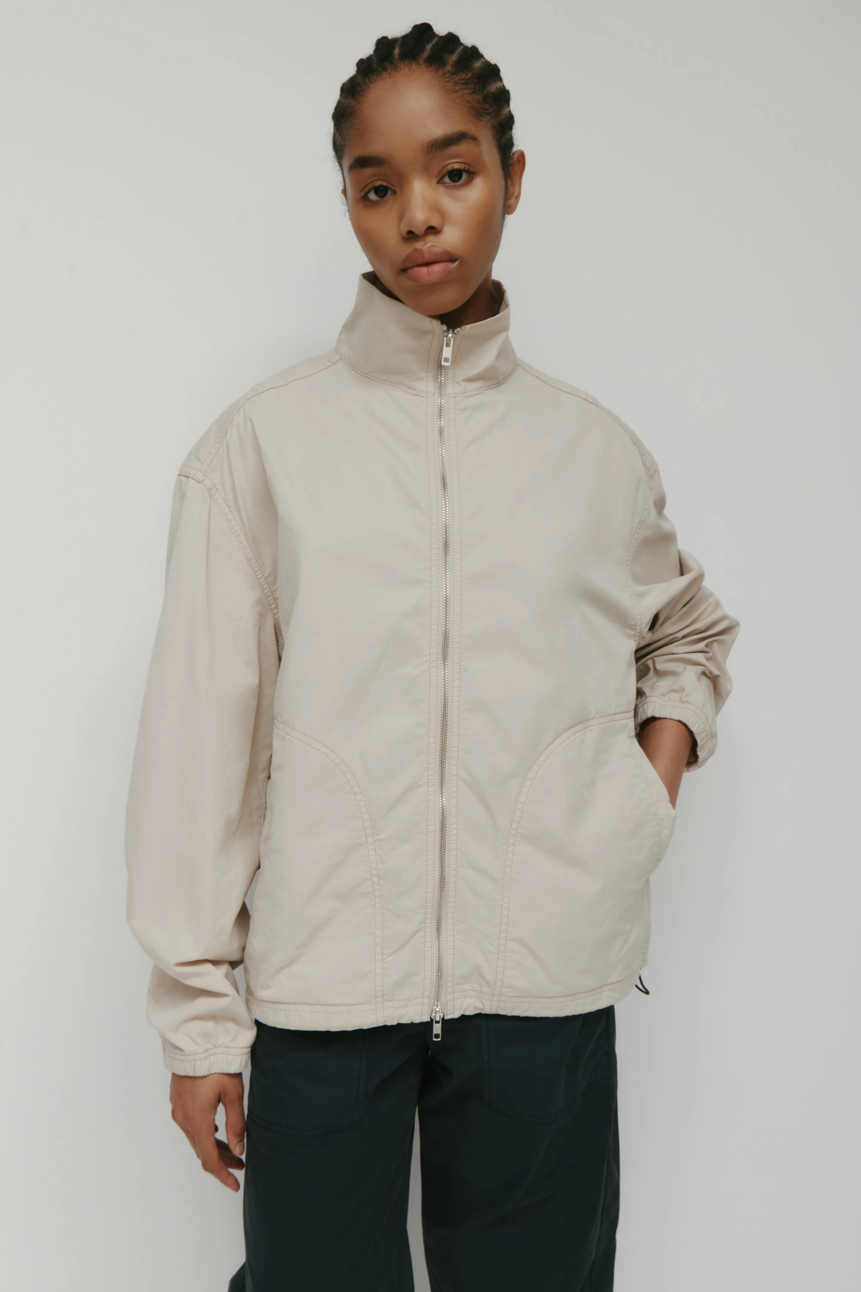 Men's Tefnut Stand Collar Jacket in Stone - Image 5