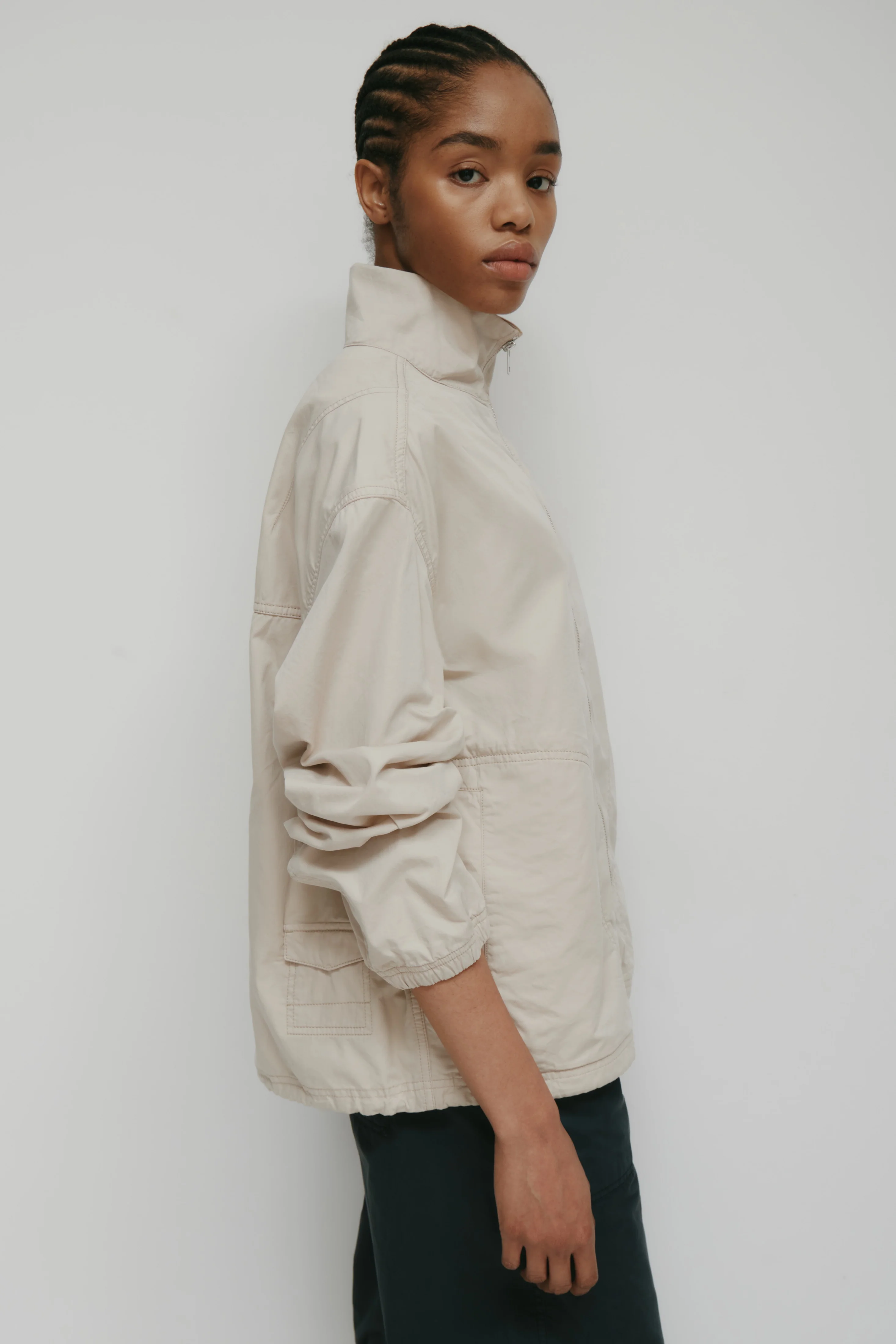 Men's Tefnut Stand Collar Jacket in Stone - Image 7