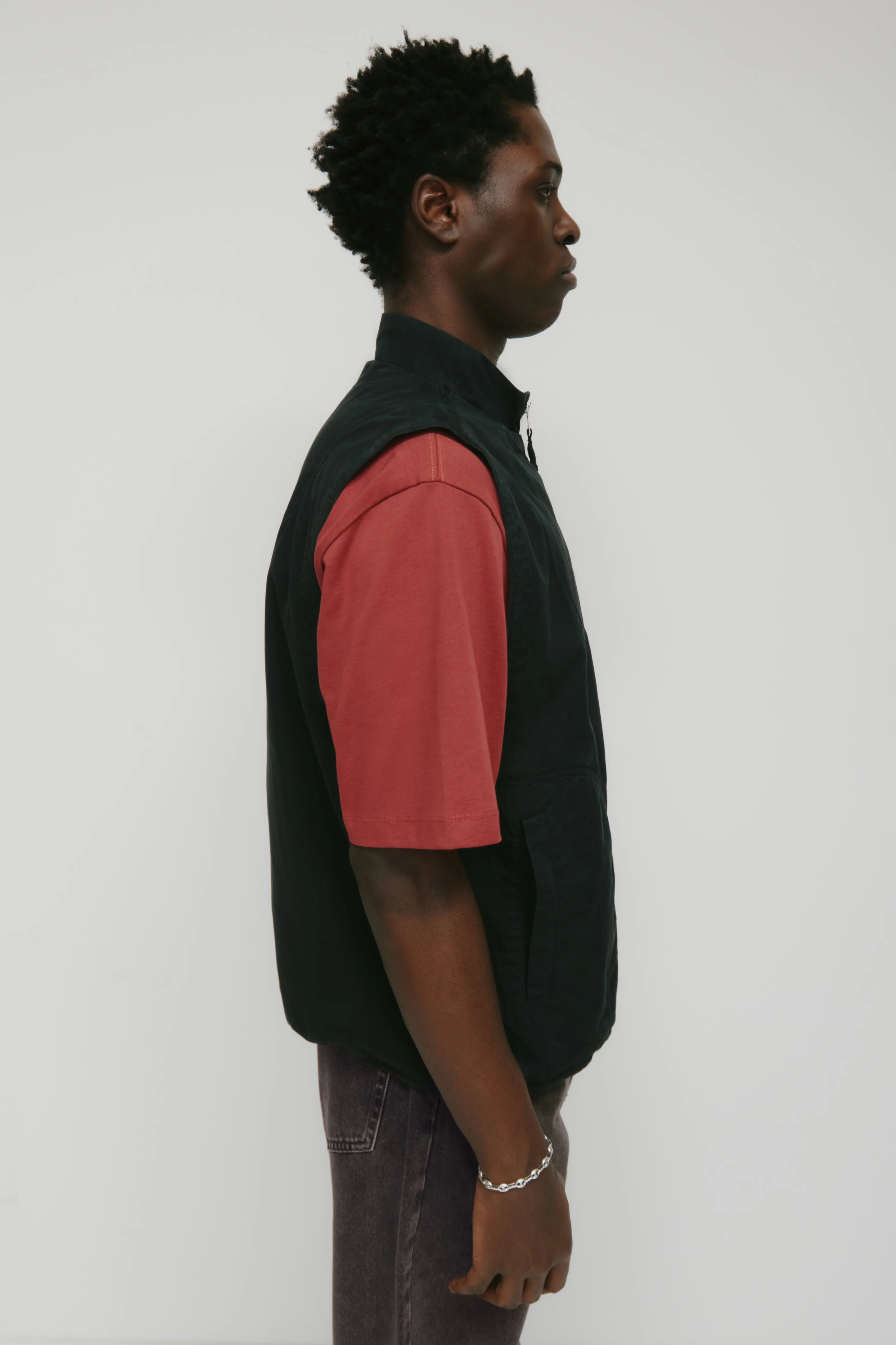 Men's Tefnut Stand Collar Vest in Black - Image 6