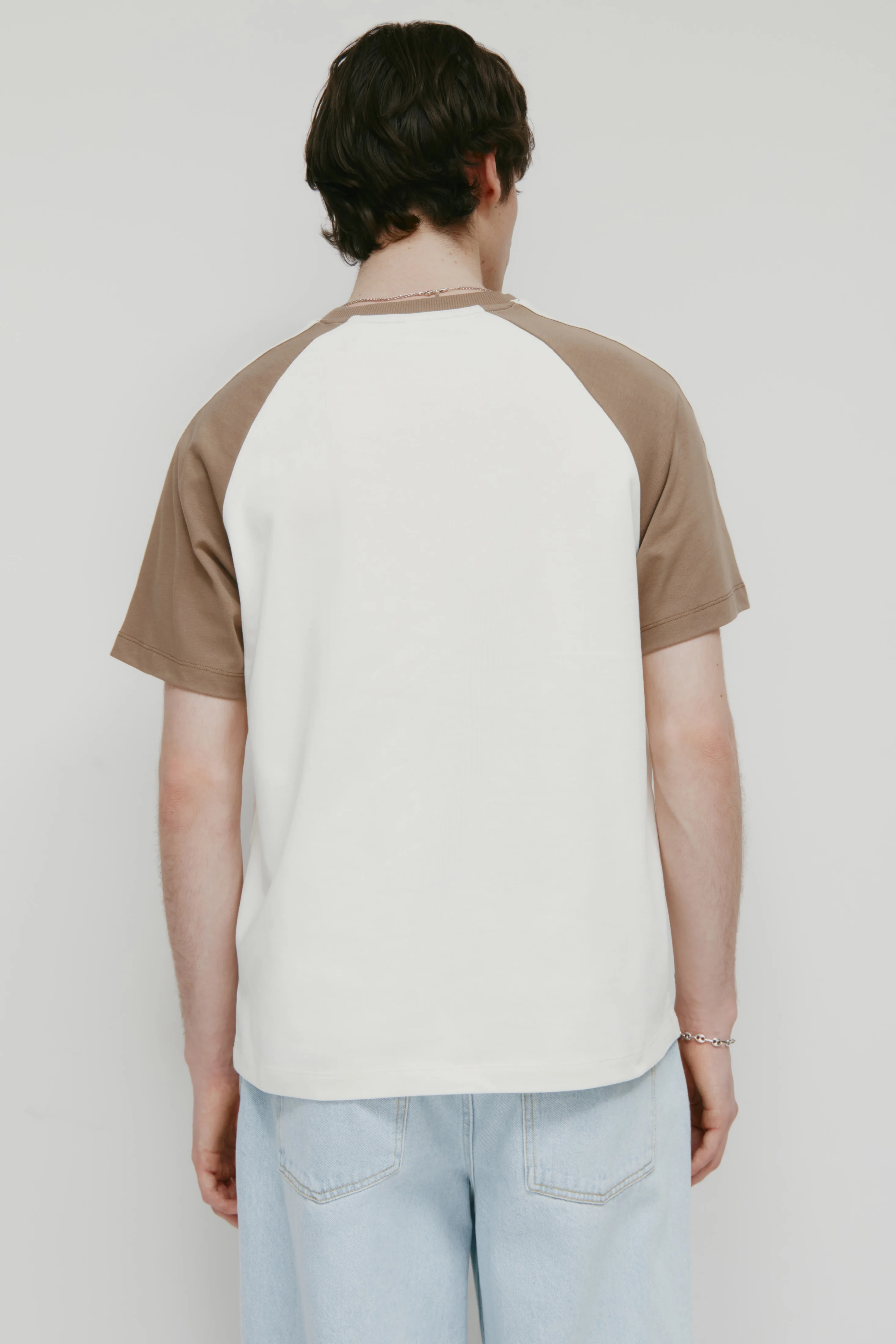 Men's Varsity V-Neck in Marshmallow/Taupe - Image 4