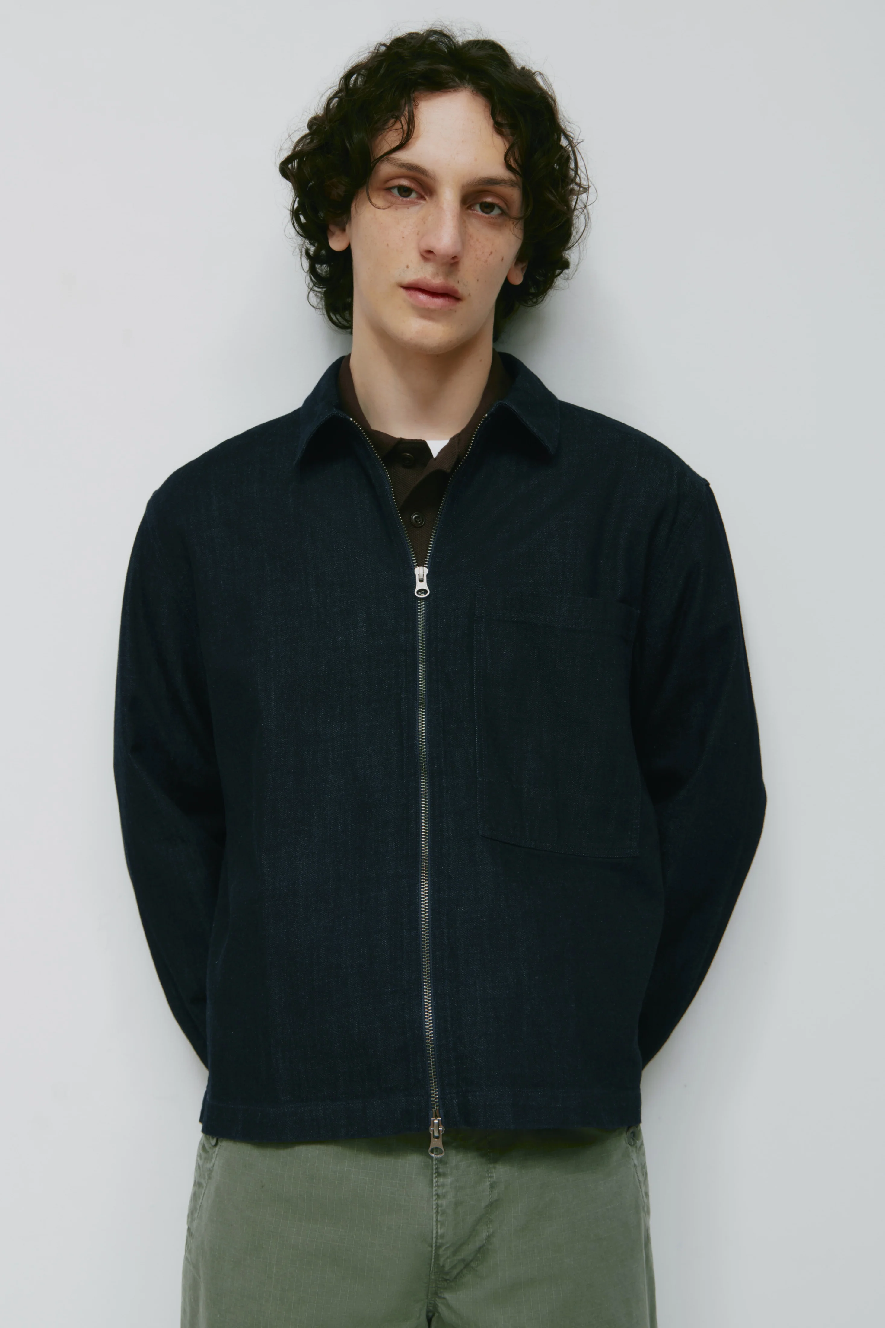 Men's Yafi Zip Shirt in Rinse - Image 3