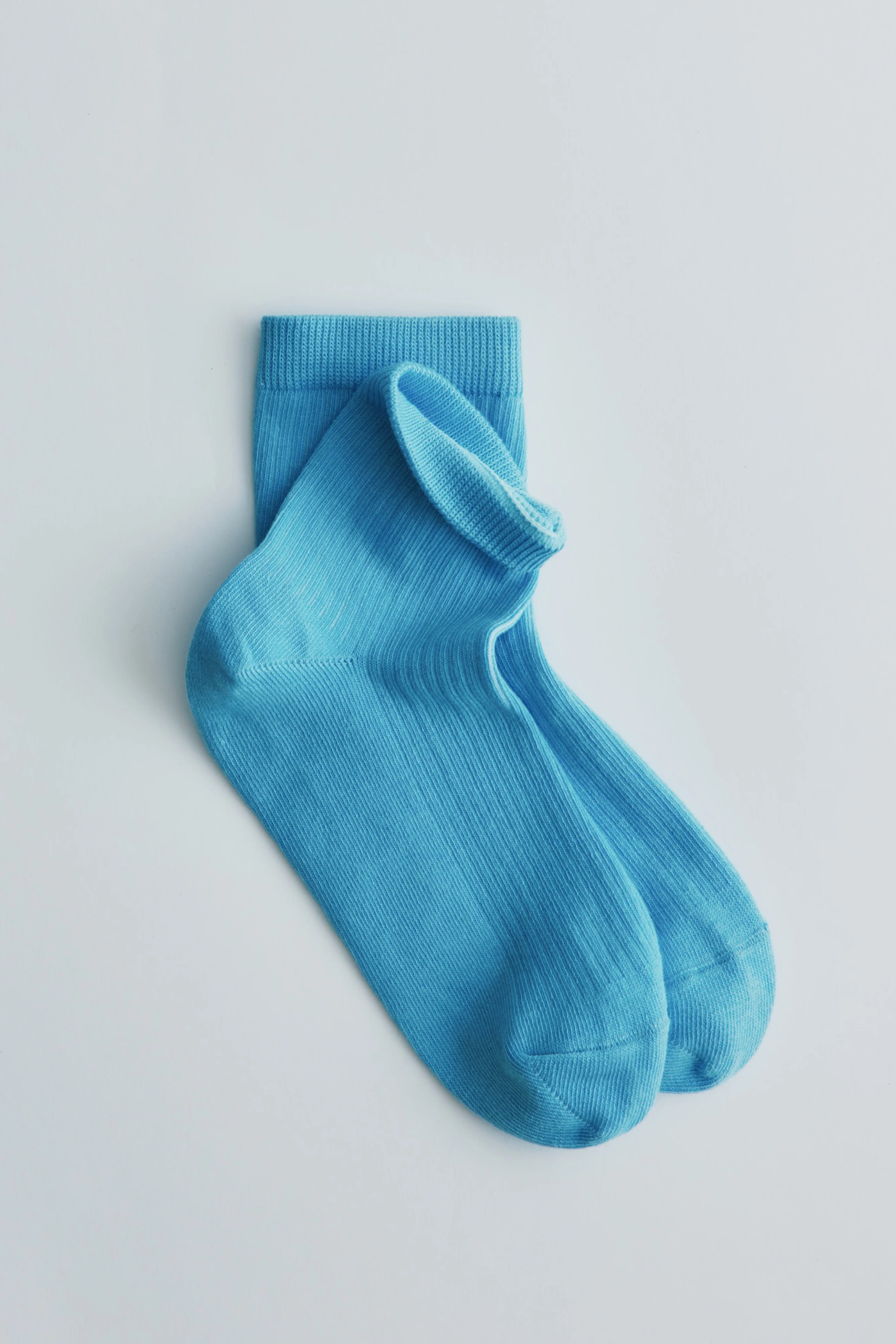 Rib Ankle Socks in Azure - Image 2