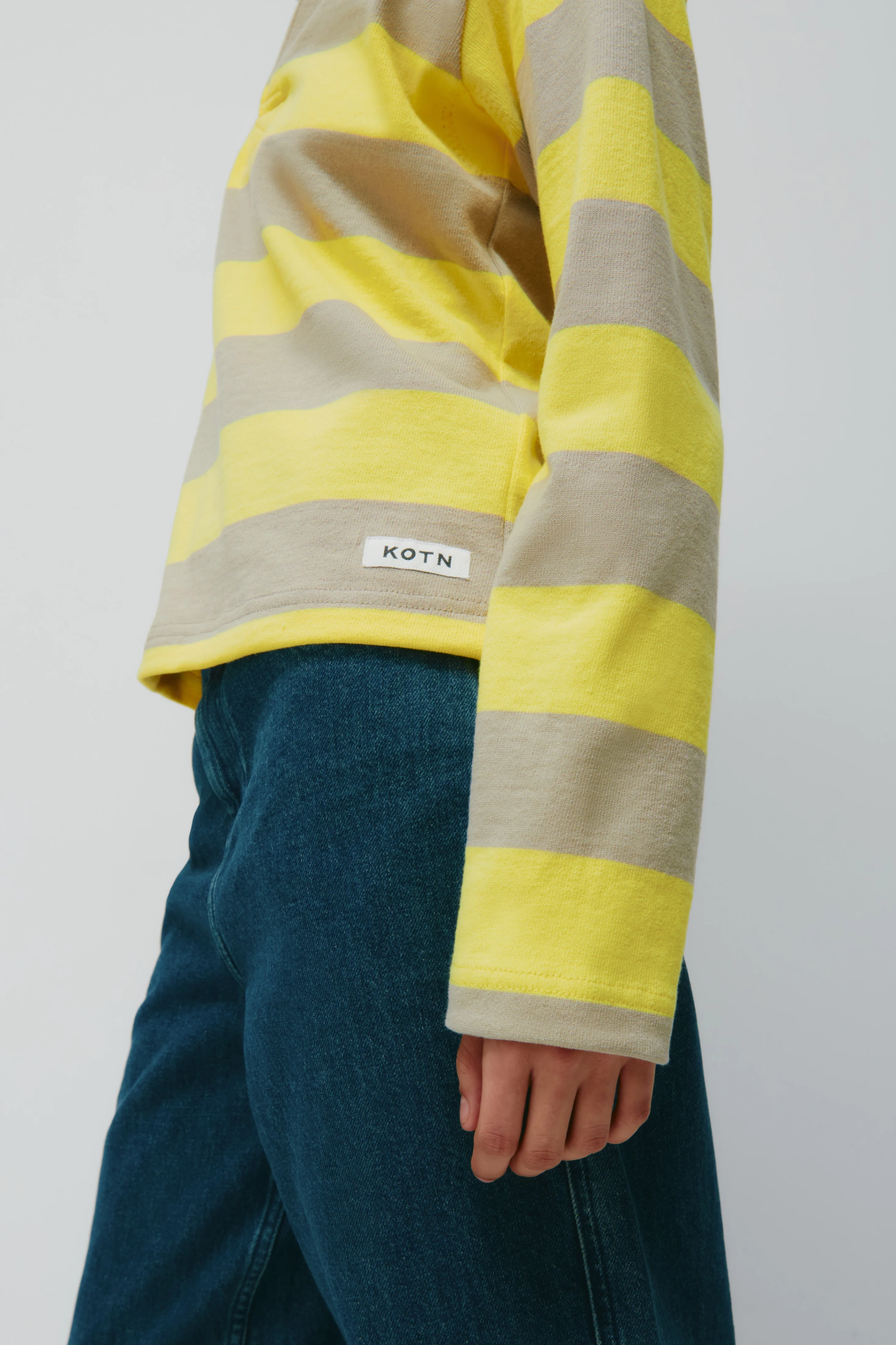 Shrunken Rugby Shirt in Lemon/Taupe - Image 10