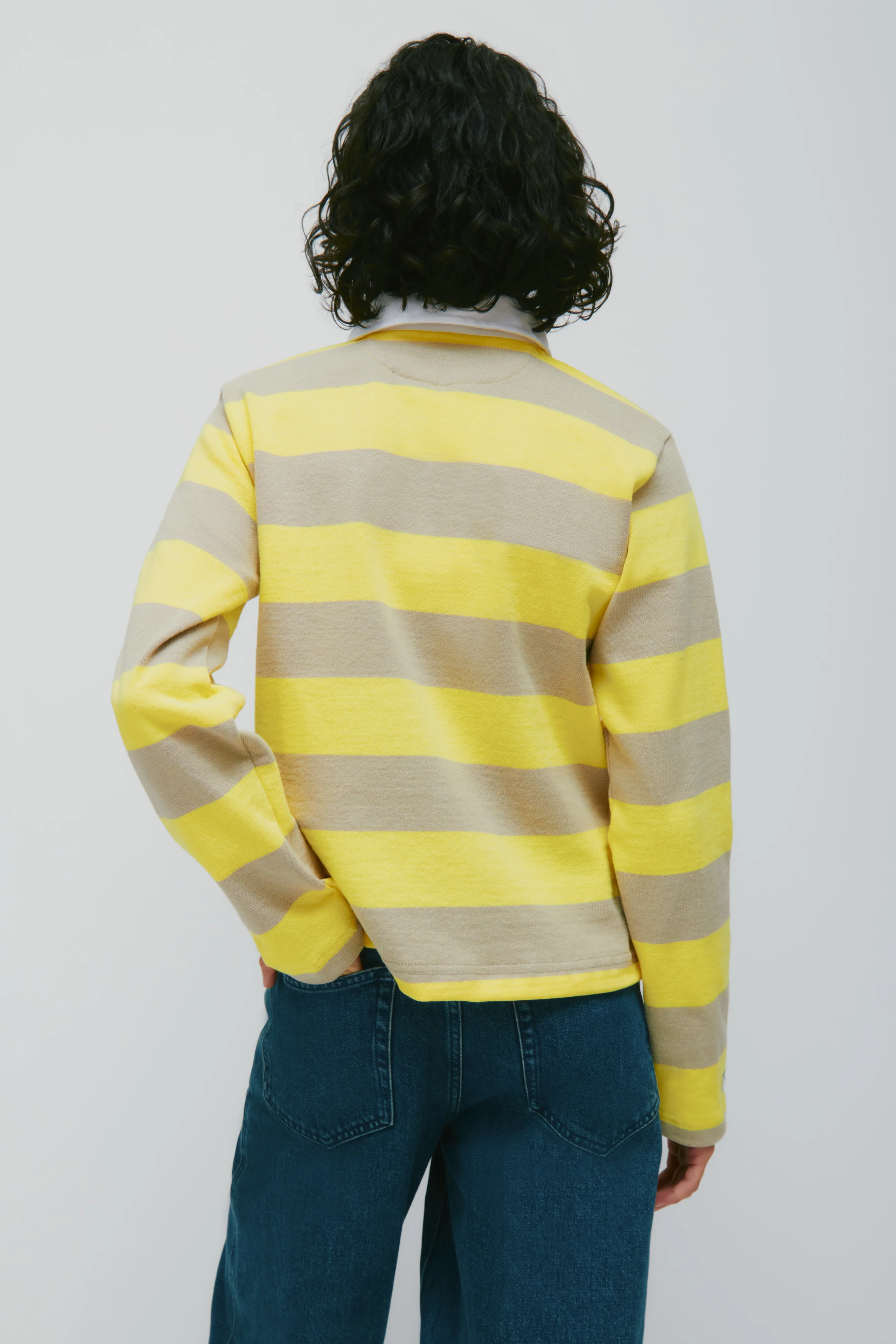 Shrunken Rugby Shirt in Lemon/Taupe - Image 6